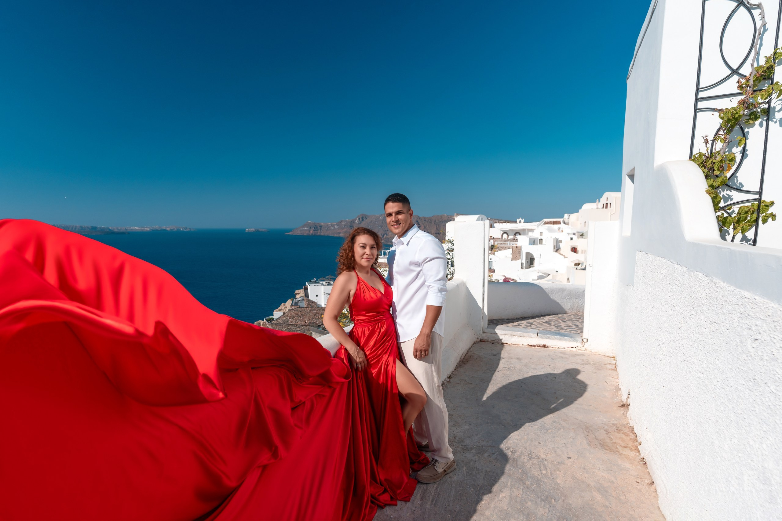 Red Flying Dress Backless. Photographer in Santorini SokoLOVE Alex| Flying Dress Santorini