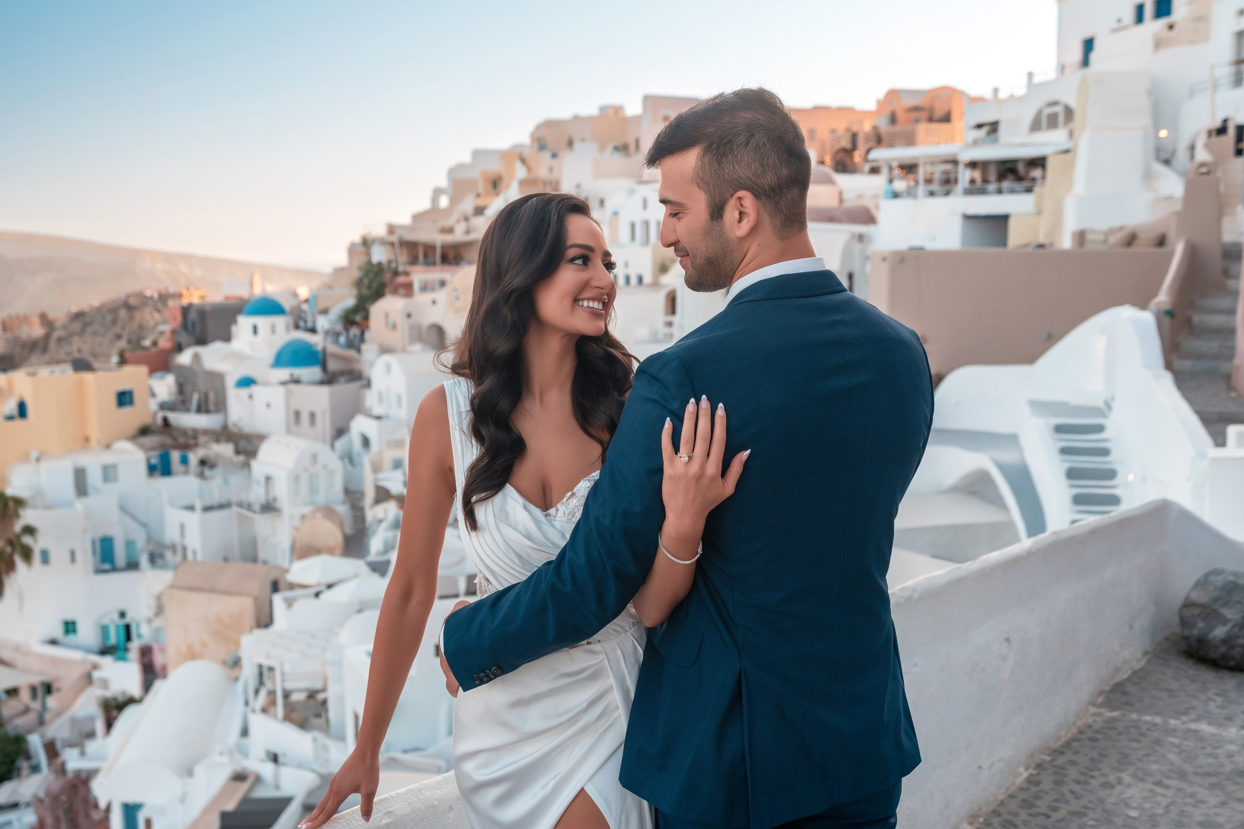Golden Sunset Wedding in Santorini | Dream Photos by Sokolove Photography. Photographer in Santorini SokoLOVE Alex| Flying Dress Santorini