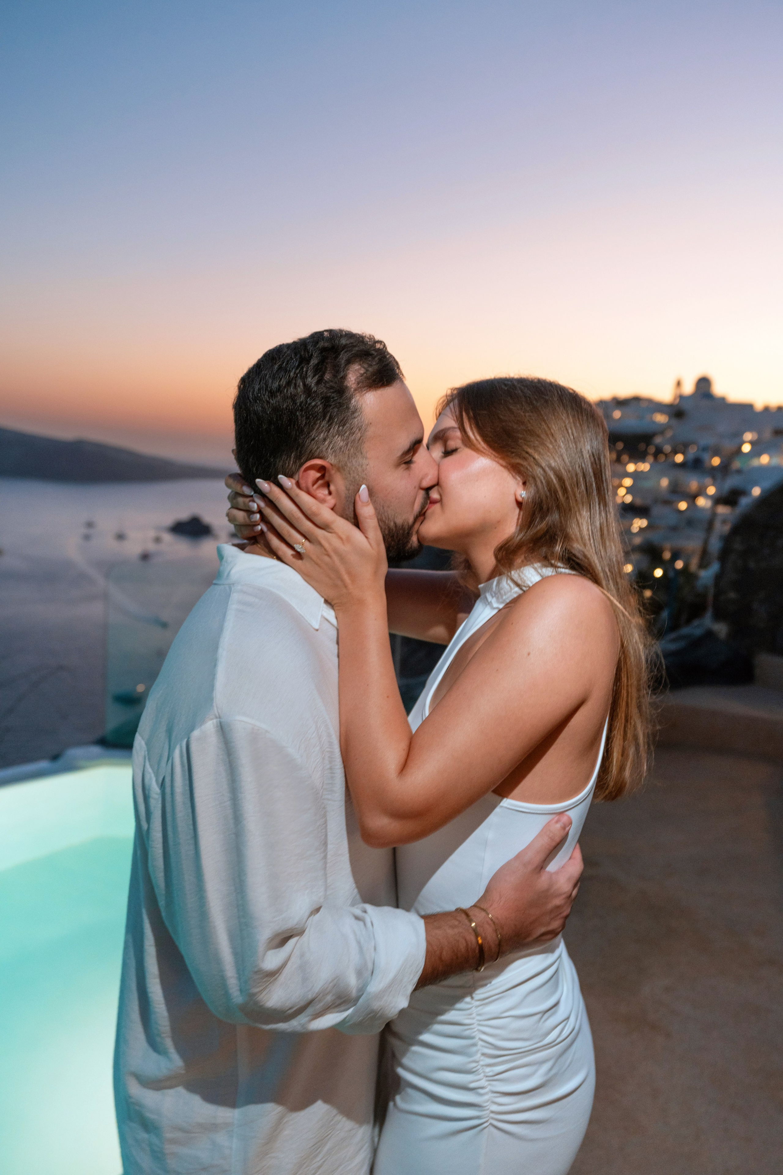 Proposal in Santorini. Flying Dress Santorini Photographer | SokoLOVE — Book 2026