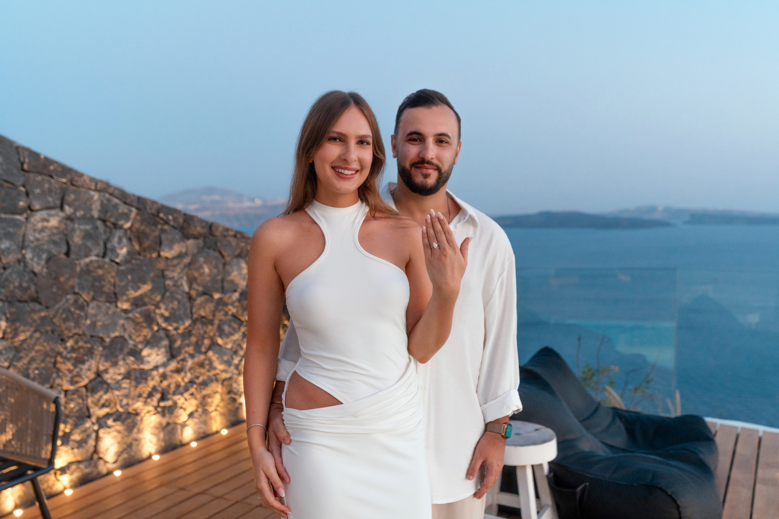 Proposal in Santorini. Flying Dress Santorini Photographer | SokoLOVE — Book 2026