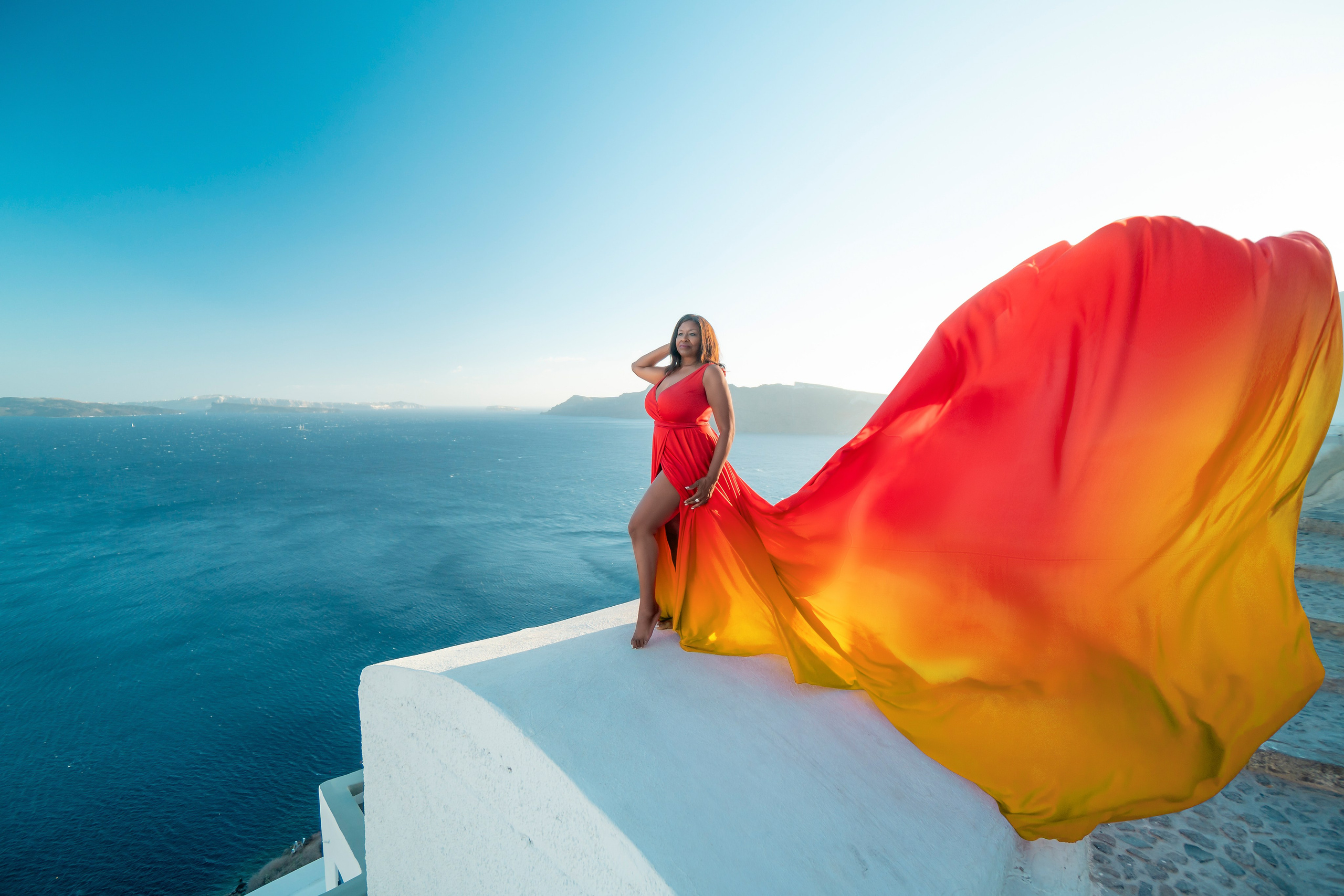 Flying Dress santorini. Photographer in Santorini SokoLOVE Alex| Flying Dress Santorini