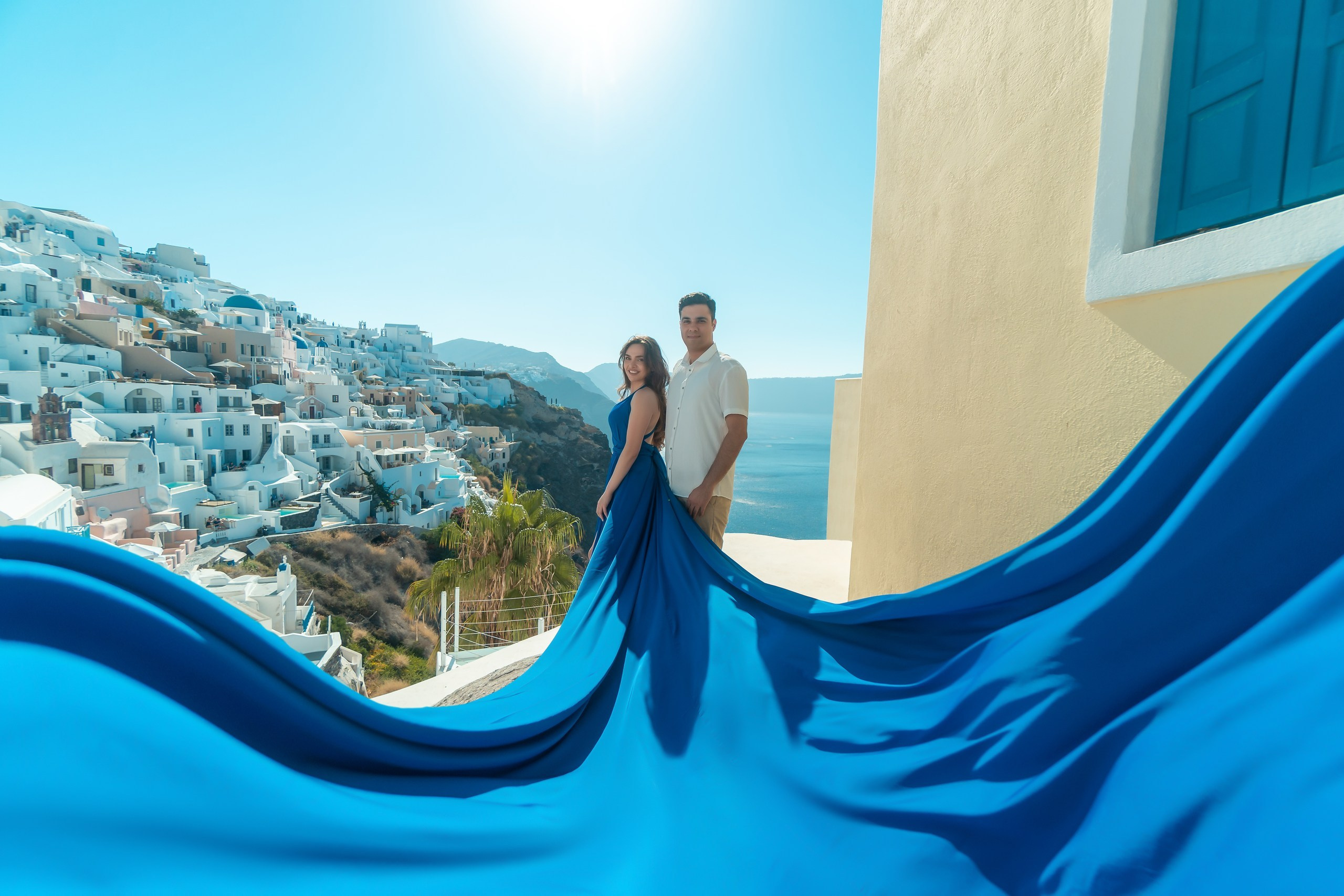Romantic Marriage Proposal in Oia, Santorini | Wedding Photographer Greece. Photographer in Santorini SokoLOVE Alex| Flying Dress Santorini