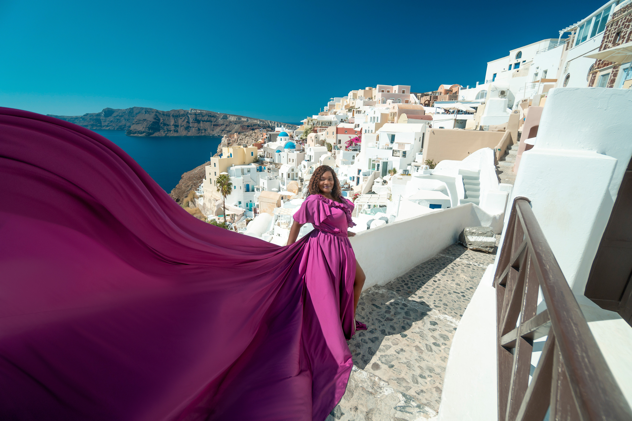 Purple Plus Size Flying Dress L-XXXL | Santorini Photoshoot by SokoLOVE Alex. Photographer in Santorini SokoLOVE Alex| Flying Dress Santorini