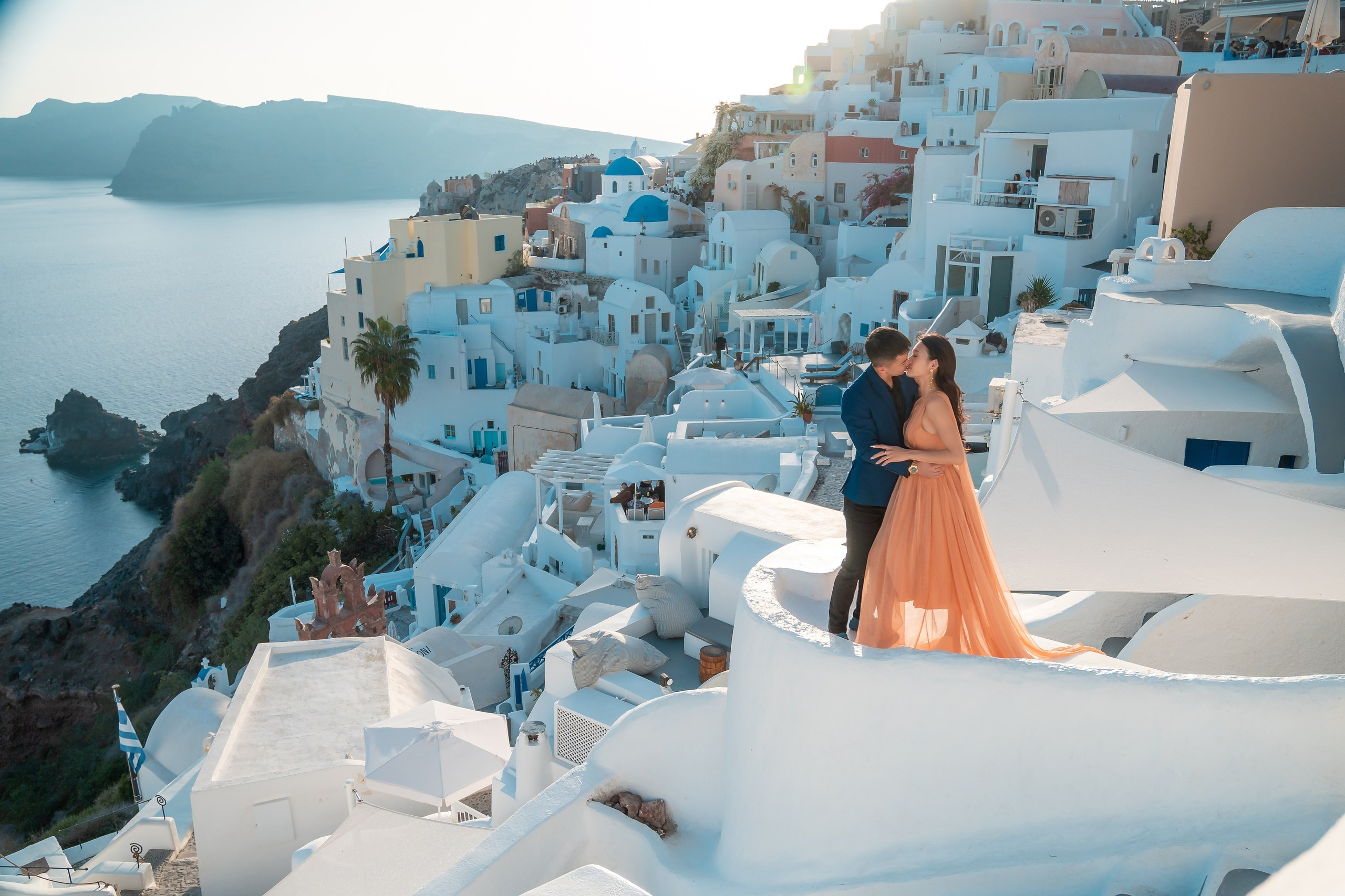 Photoshooting in Santorini, Oia. Photographer in Santorini SokoLOVE Alex| Flying Dress Santorini