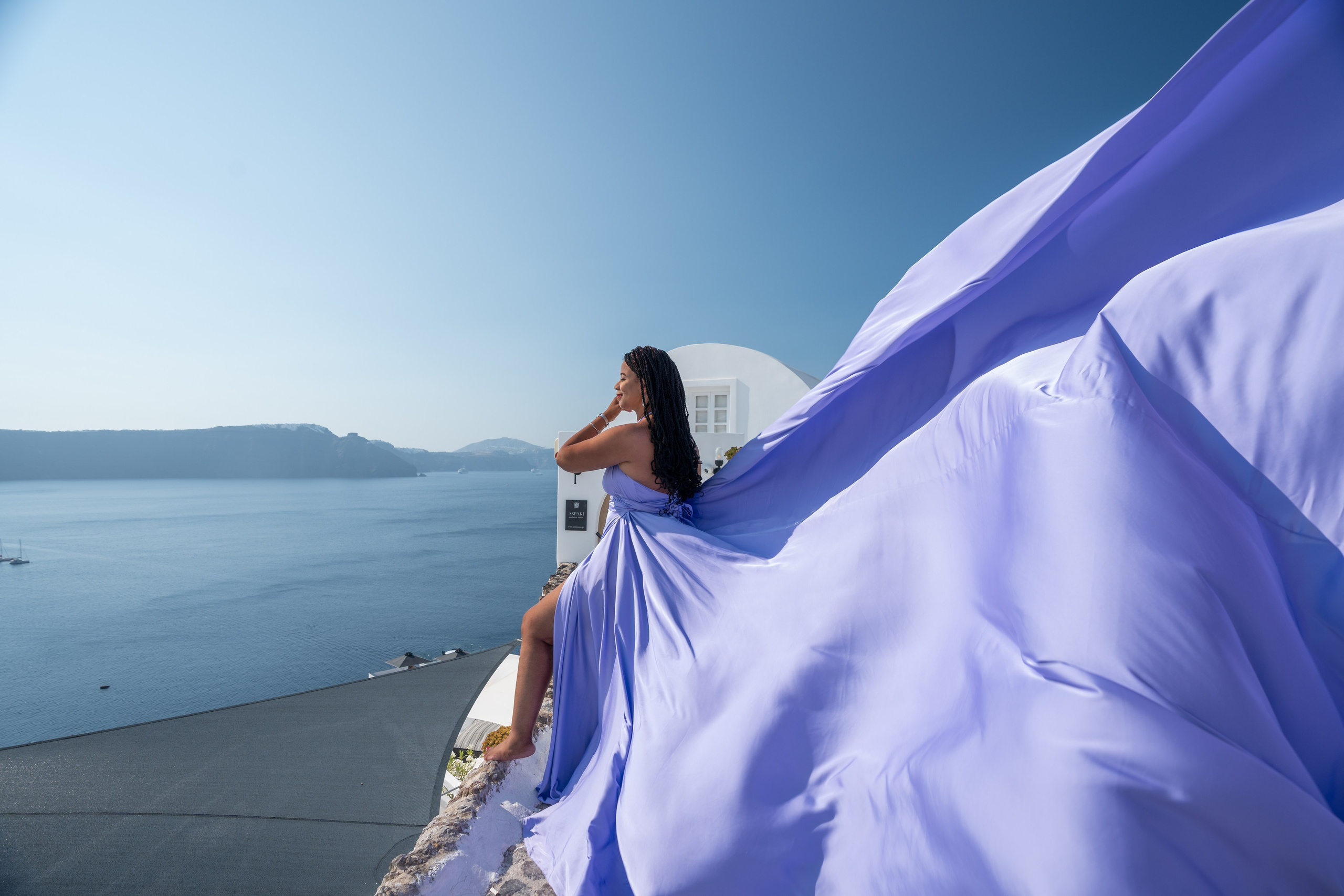 Periwinkle Lilac Color Flying Dress with Backless | XS-L | Elegant & Flowing. Flying Dress Santorini Photographer | SokoLOVE — Book 2026