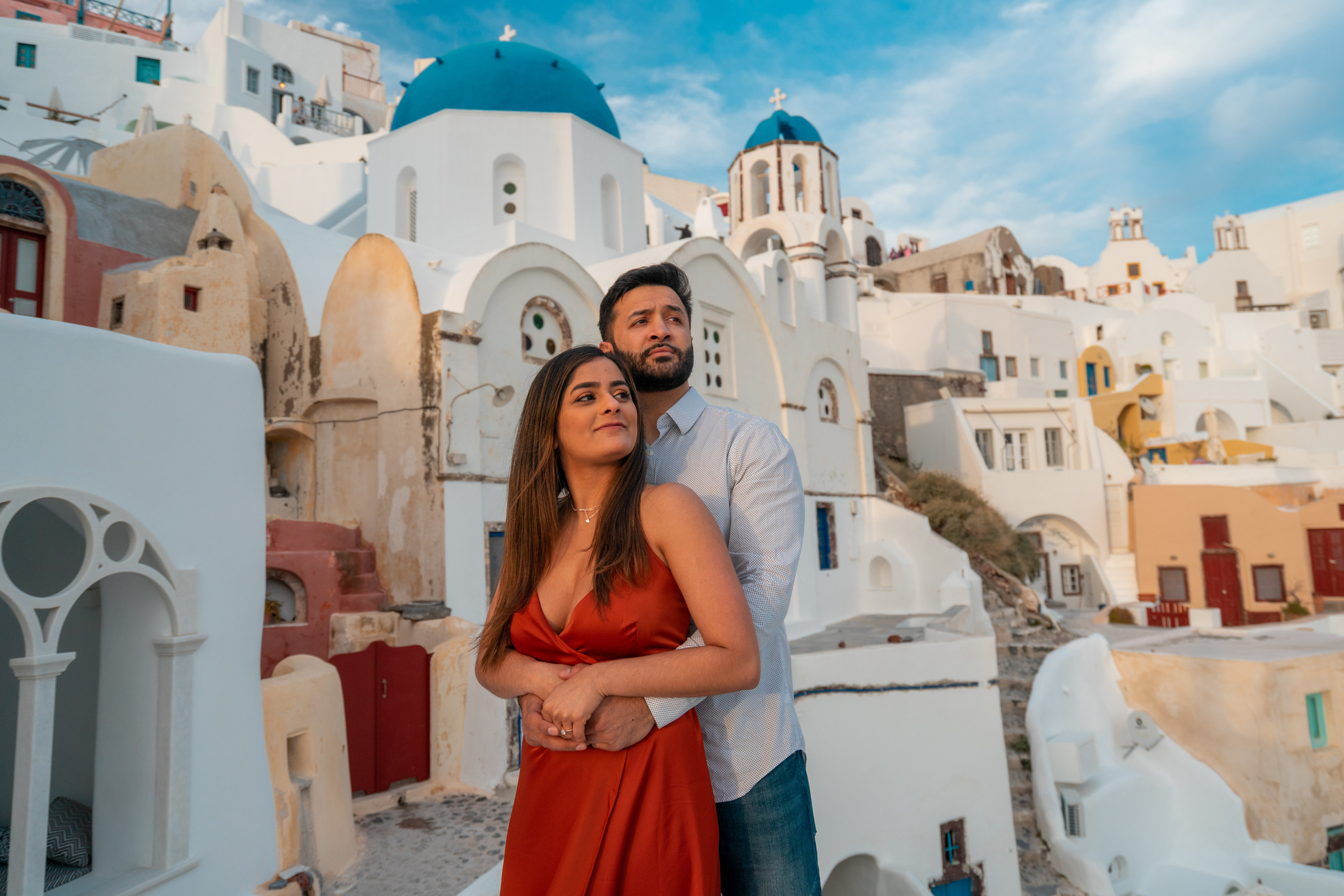 4. Proposal in Oia. Photographe vidéaste à Santorin|Séances photos de Robe volante Santorin|