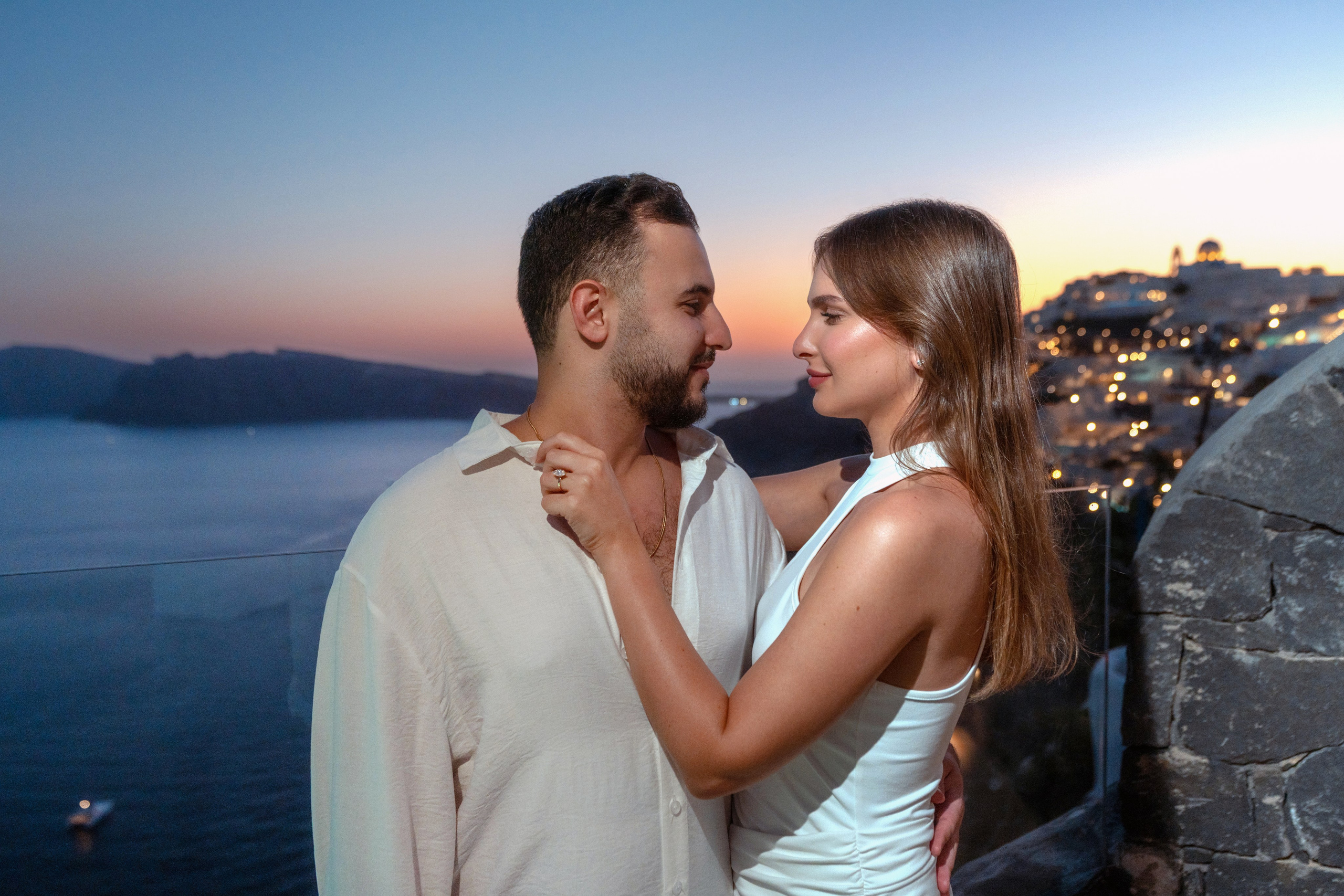 Proposal in Santorini. Flying Dress Santorini Photographer | SokoLOVE — Book 2026