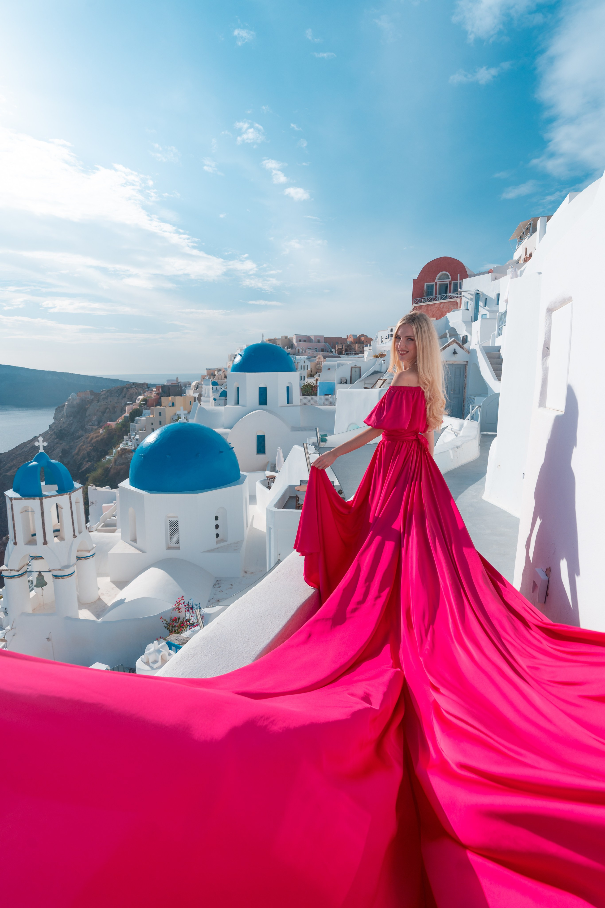 Fuchsia Flying Dress with short sleeves XS-L |rent price 