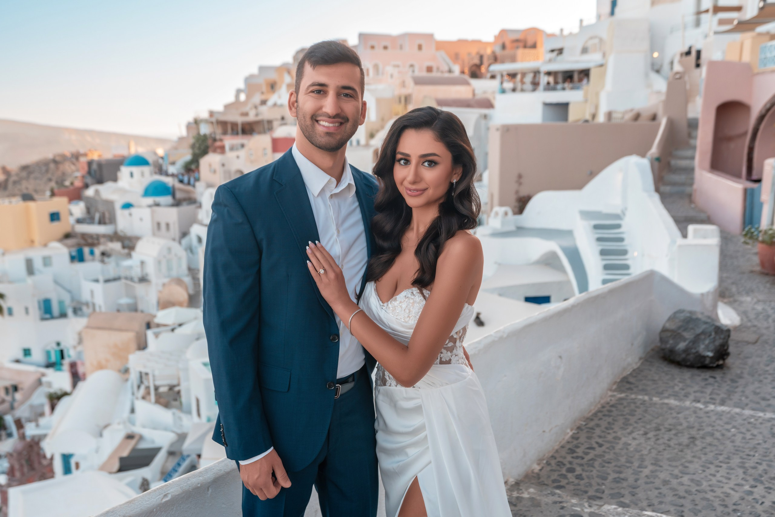 Golden Sunset Wedding in Santorini | Dream Photos by Sokolove Photography. Photographer in Santorini SokoLOVE Alex| Flying Dress Santorini