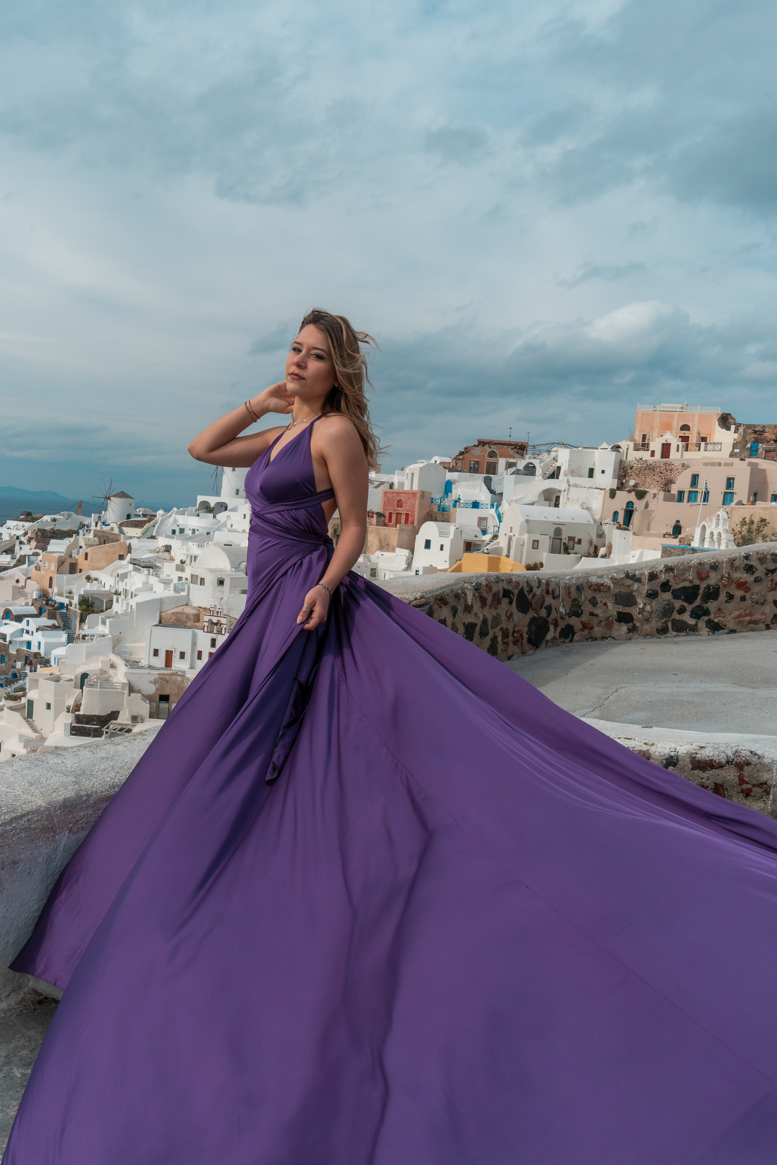 Dirty purple Santorini Flying Dress bare back XS-L 