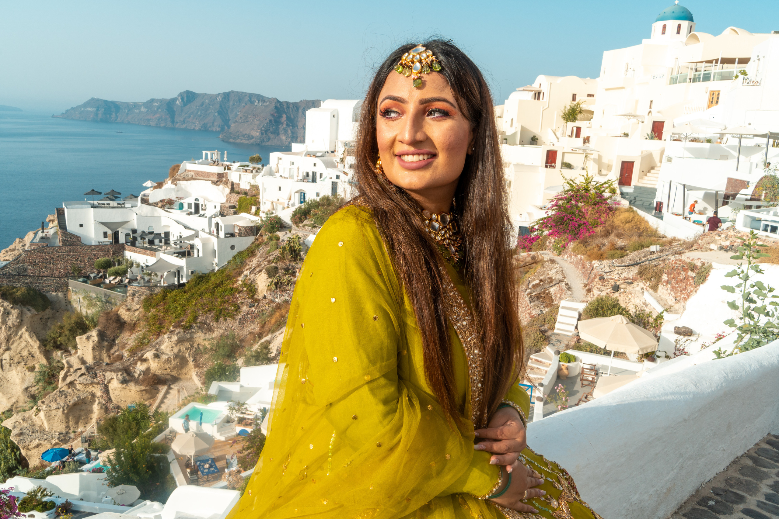 Wedding photographer in Santorini. Photographer in Santorini SokoLOVE Alex| Flying Dress Santorini