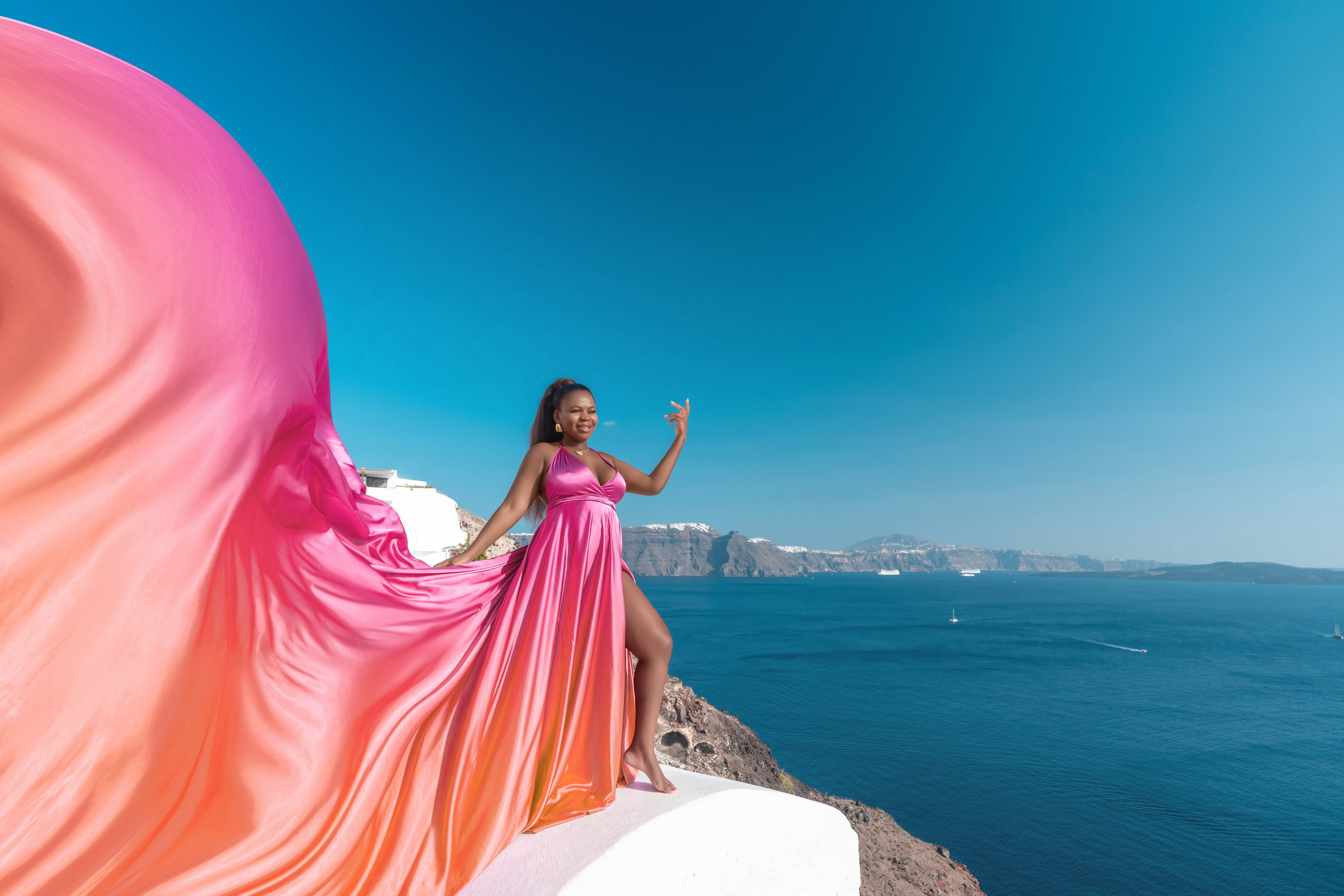 Flying Dress santorini. Photographer in Santorini SokoLOVE Alex| Flying Dress Santorini