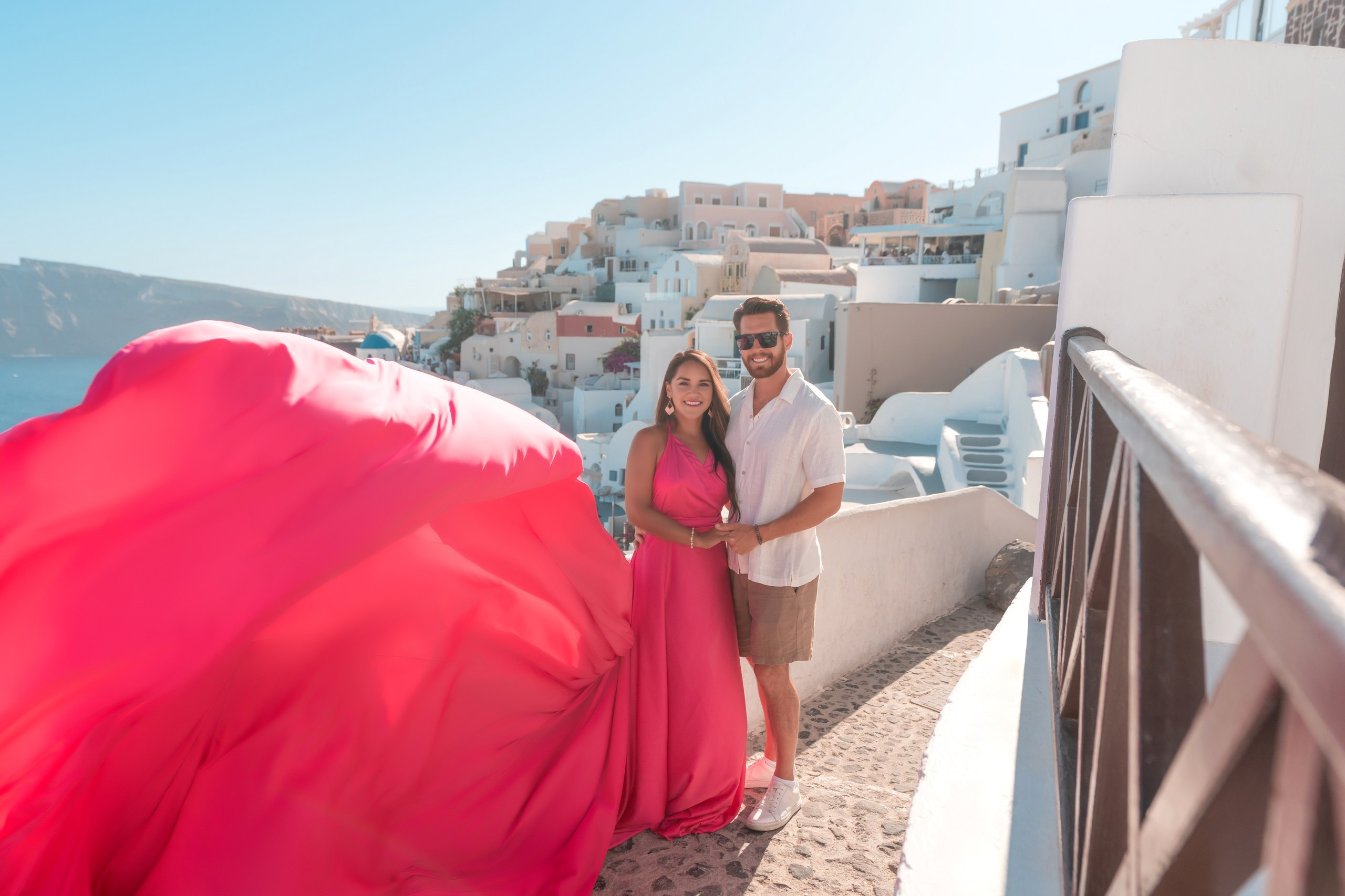 Best Santorini Flying Dress Photoshoot 2025 | Alex Sokolove Photography. Photographer in Santorini SokoLOVE Alex| Flying Dress Santorini