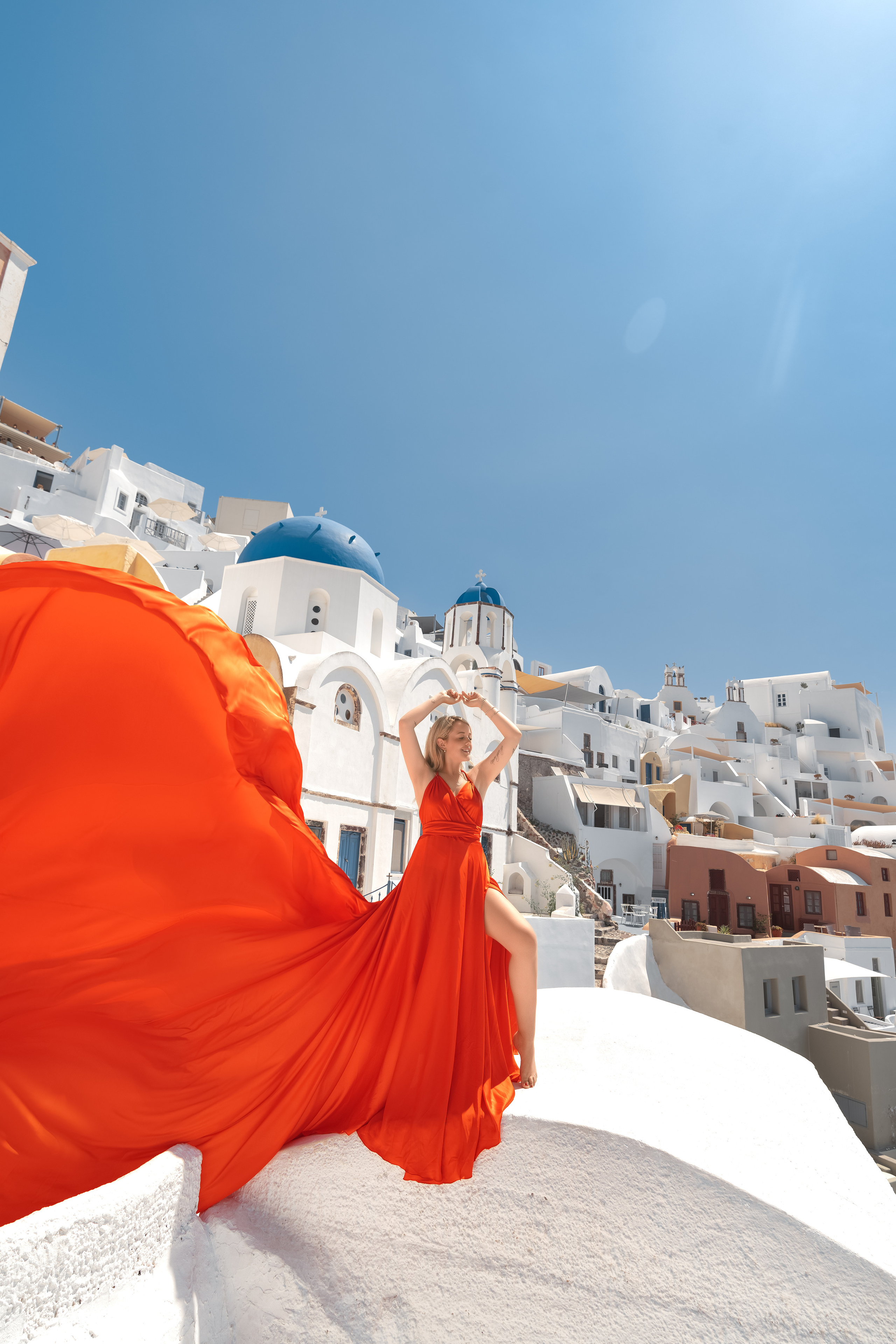 Orange Red Flying Dress bare back XS-XL |rent price