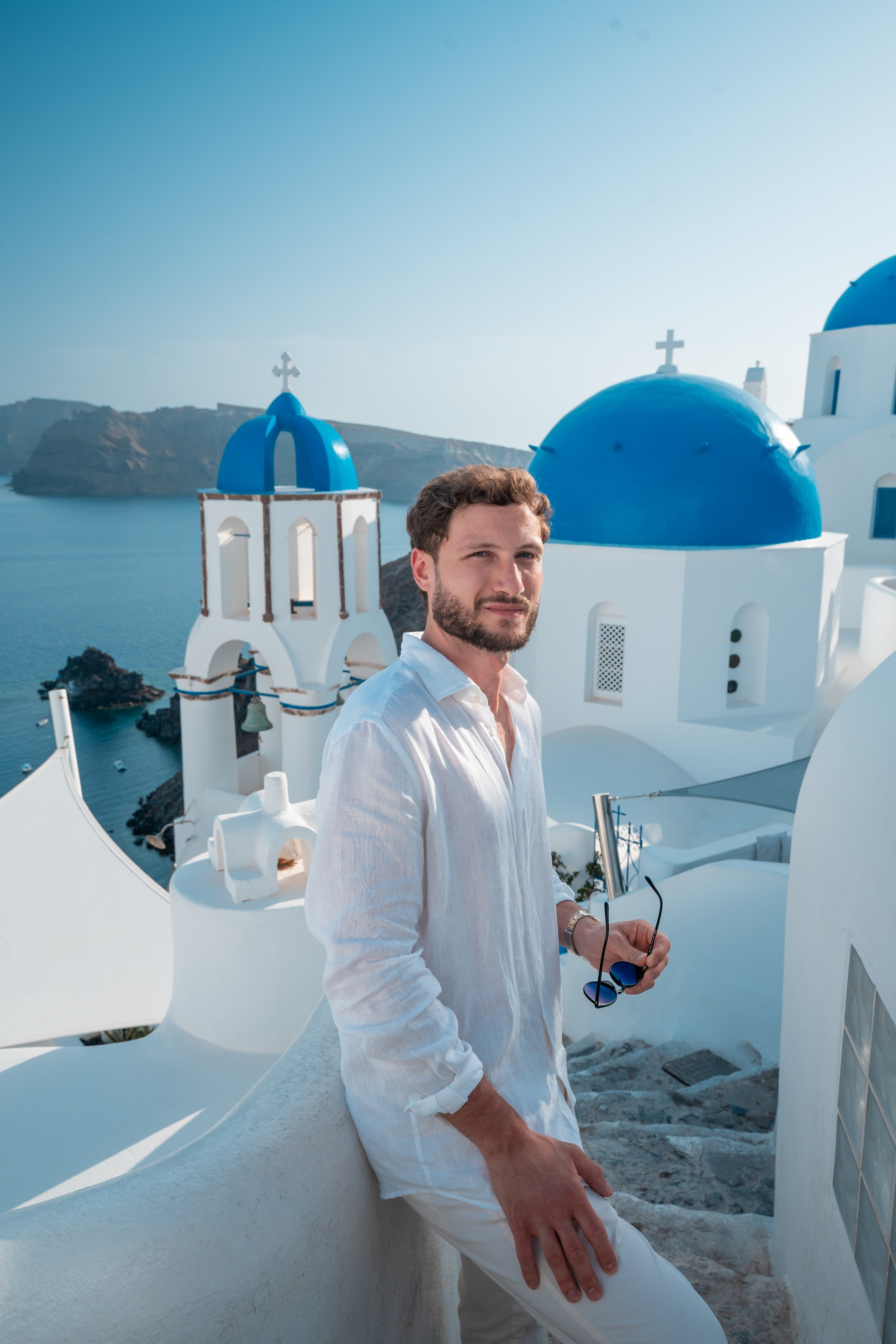 Capturing Elegance in Paradise: Santorini Portrait Photoshoot