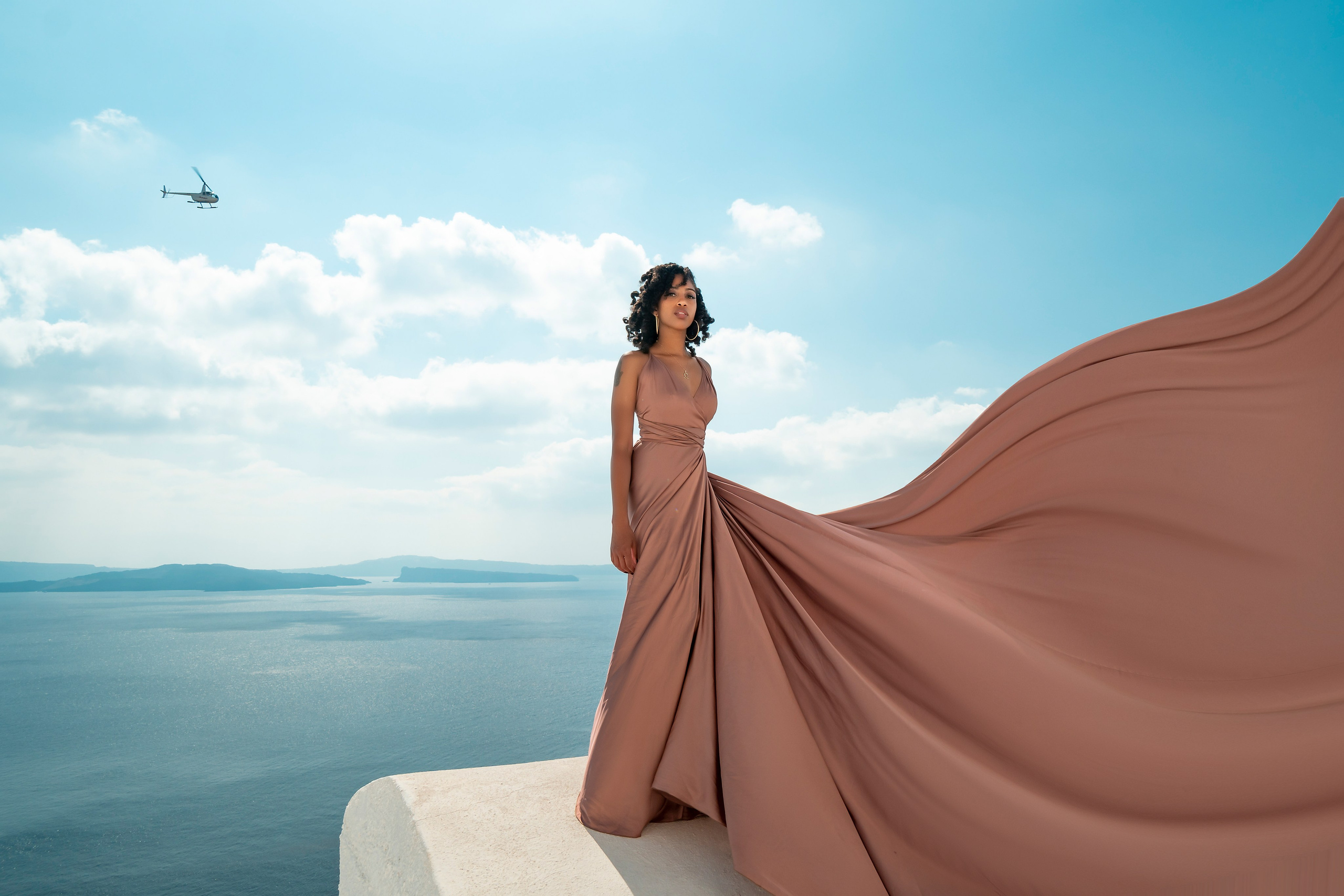 Flying Dress santorini. Photographer in Santorini SokoLOVE Alex| Flying Dress Santorini