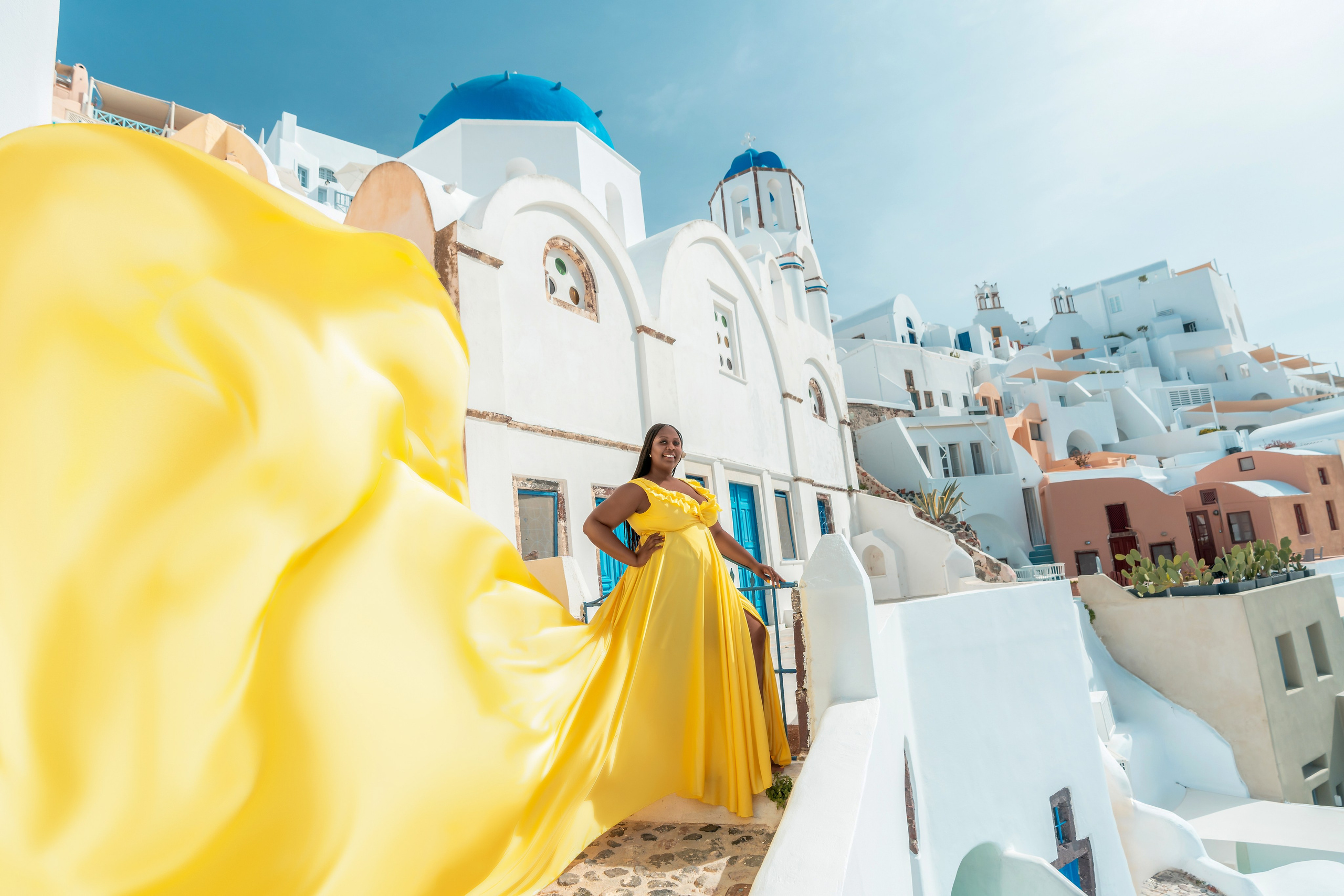 Yellow Dress with Ruffles V-Shaped Back plus size| Rent  Santorini Photoshoot Gown