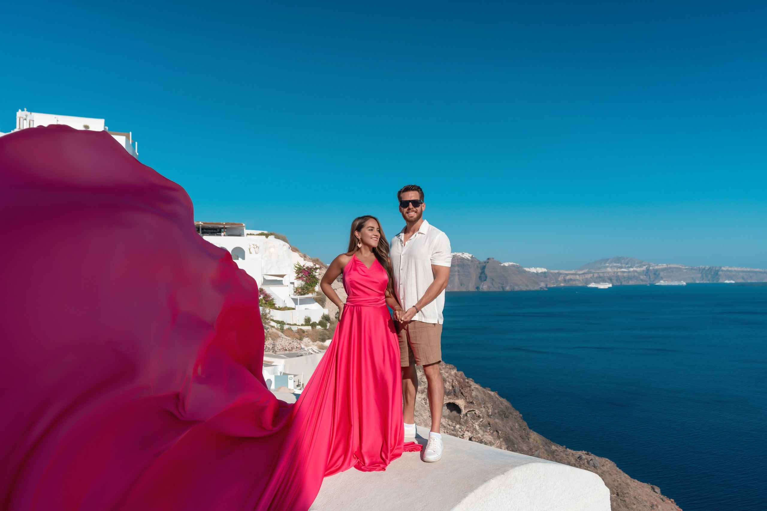 Best Santorini Flying Dress Photoshoot 2025 | Alex Sokolove Photography. Photographer in Santorini SokoLOVE Alex| Flying Dress Santorini
