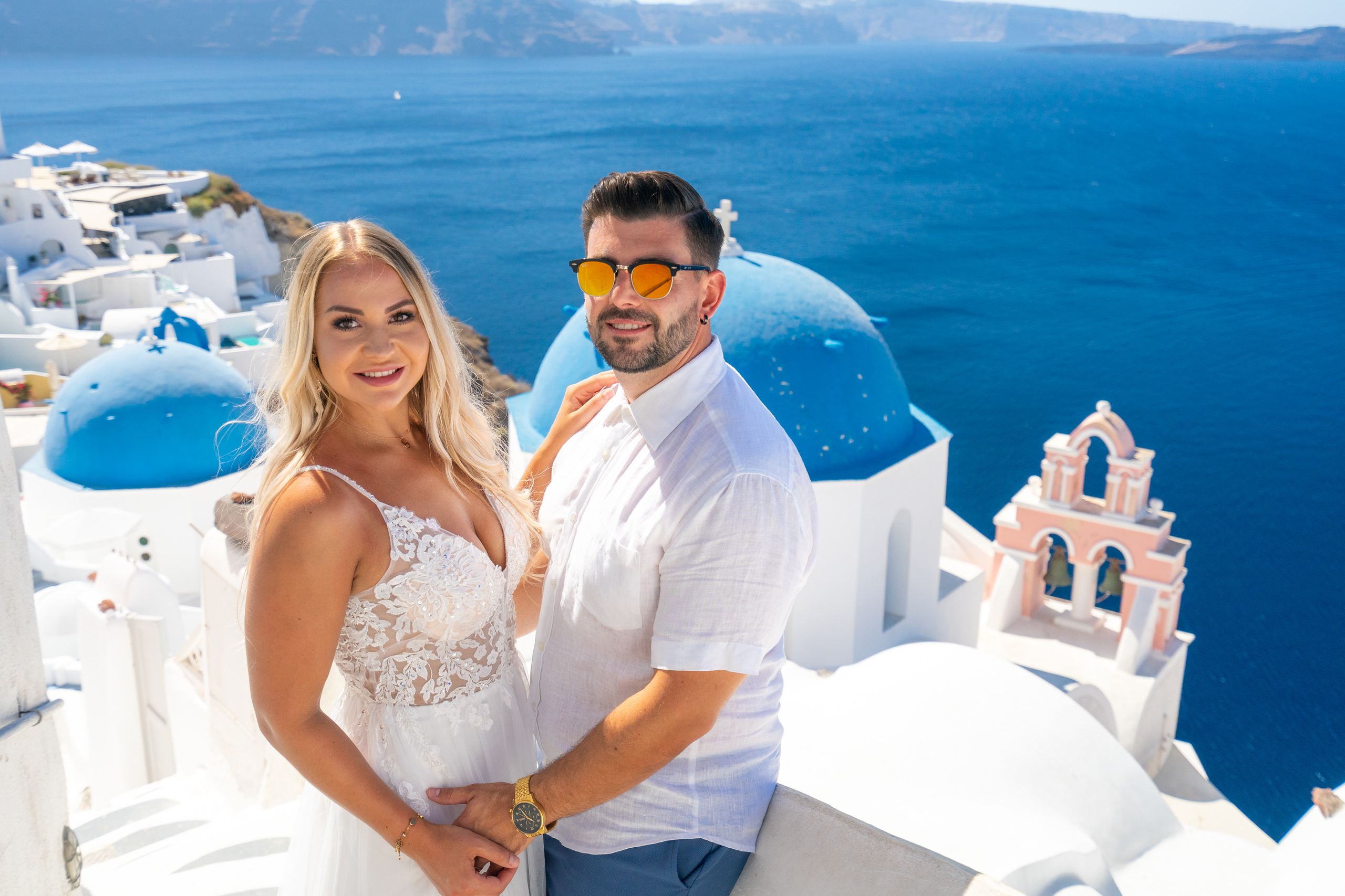 Wedding photographer in Santorini. Photographer in Santorini SokoLOVE Alex| Flying Dress Santorini