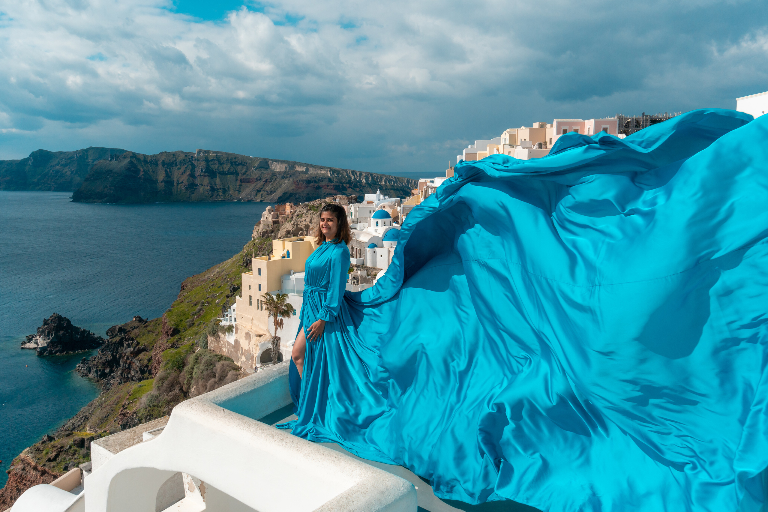 flying dress Santorini with sleeves
