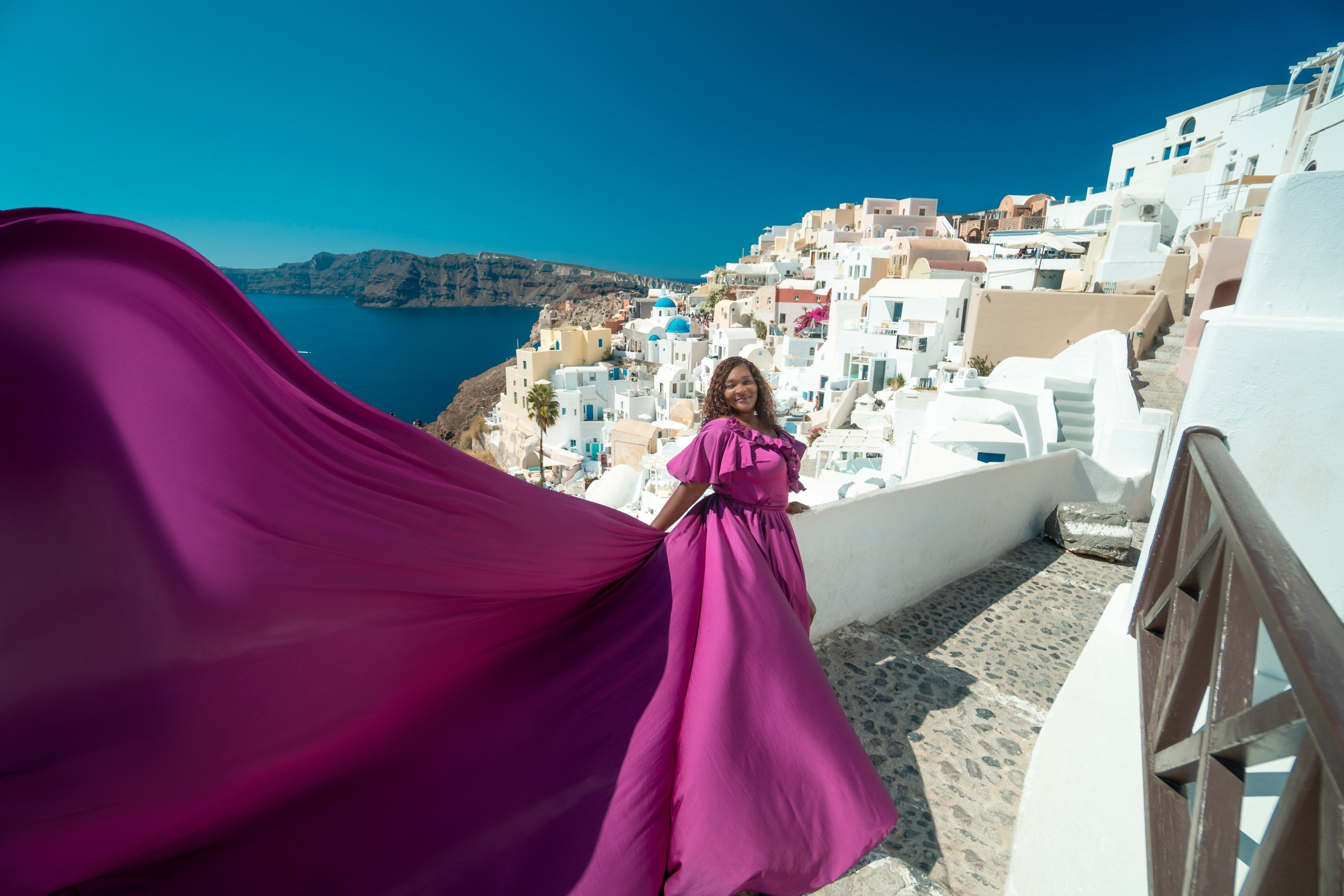 Purple Plus Size Flying Dress L-XXXL | Santorini Photoshoot by SokoLOVE Alex. Photographer in Santorini SokoLOVE Alex| Flying Dress Santorini
