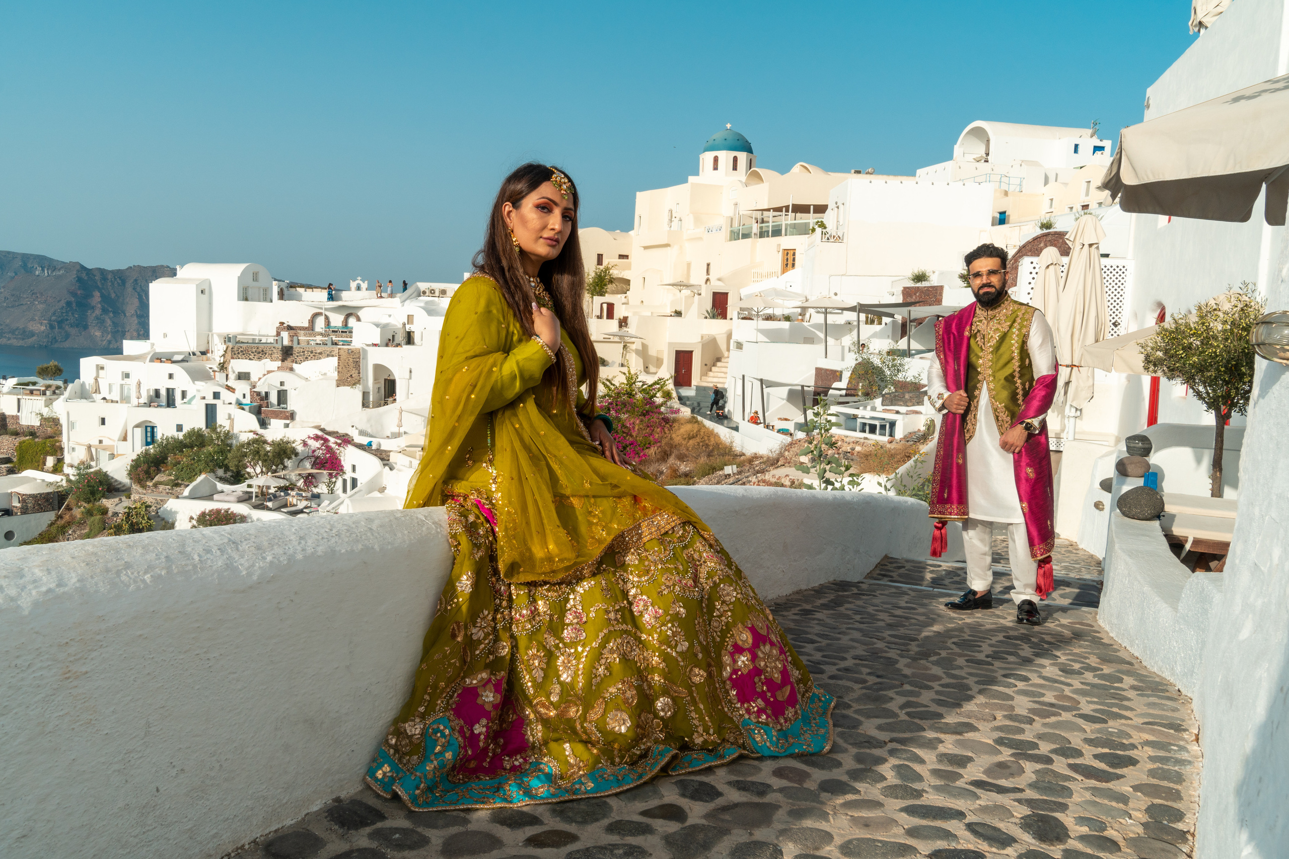 Wedding photographer in Santorini. Photographer in Santorini SokoLOVE Alex| Flying Dress Santorini