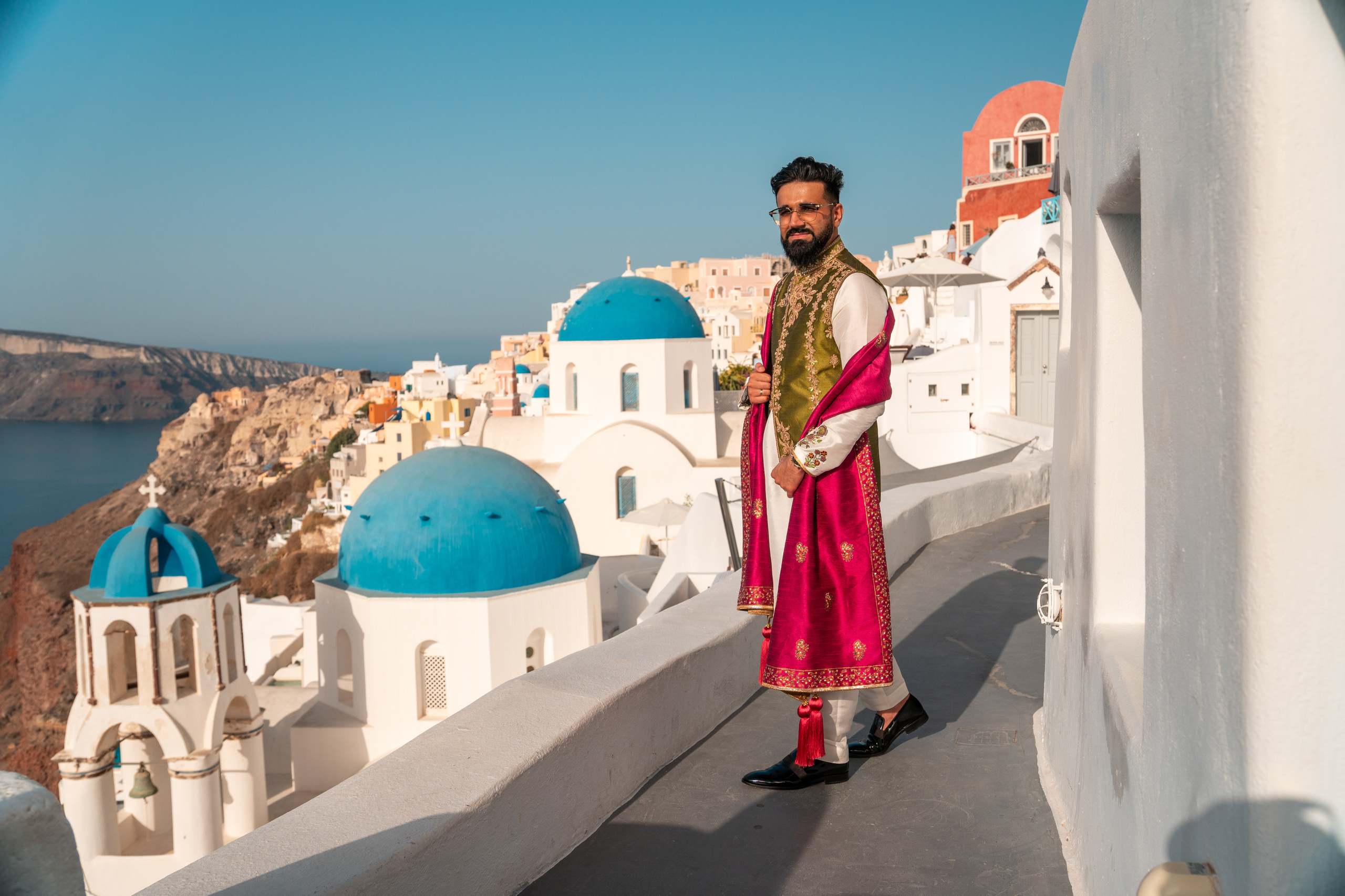 Wedding photographer in Santorini. Photographer in Santorini SokoLOVE Alex| Flying Dress Santorini