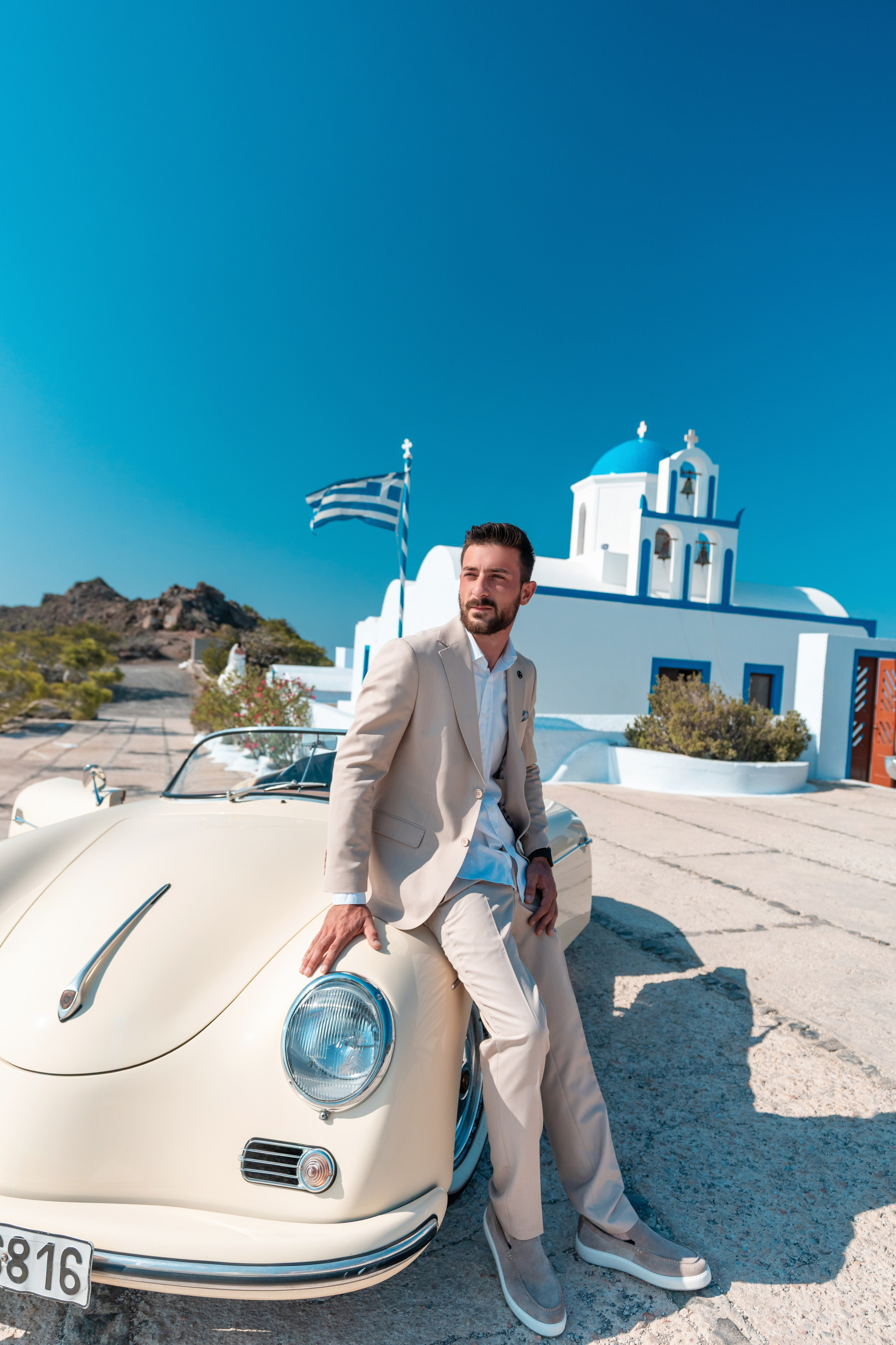 Santorini Wedding Photographer & Drone Video | Alex Sokolove 2026. Flying Dress Santorini Photographer | SokoLOVE — Book 2026