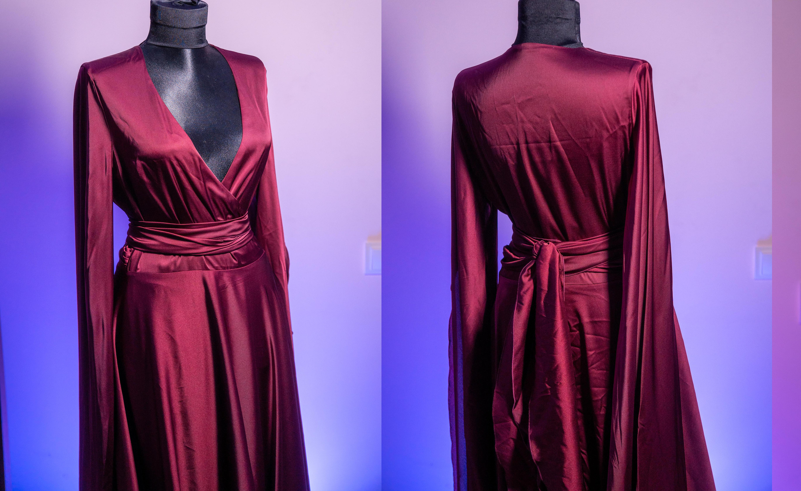 Cherry Flying Dress with Long Sleeves — Rent for  Santorini Photoshoot Gown. Photographer in Santorini SokoLOVE Alex| Flying Dress Santorini