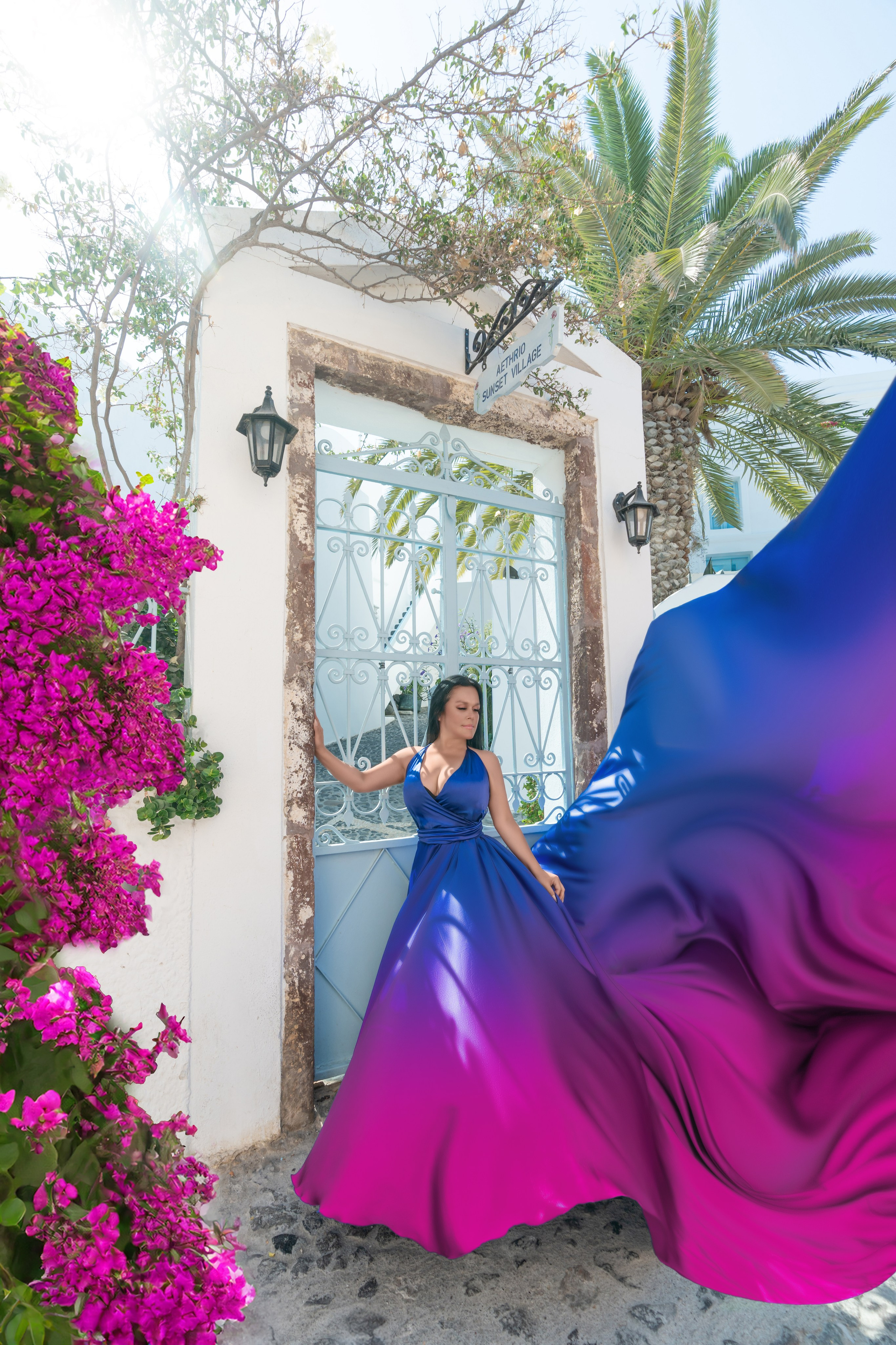 Flying dress photographer in Santorini  Alex Sokolove | Santorini photoshoot price | Cost Santorini Flying dresses rent. Flying Dress Santorini Photographer | SokoLOVE — Book 2026