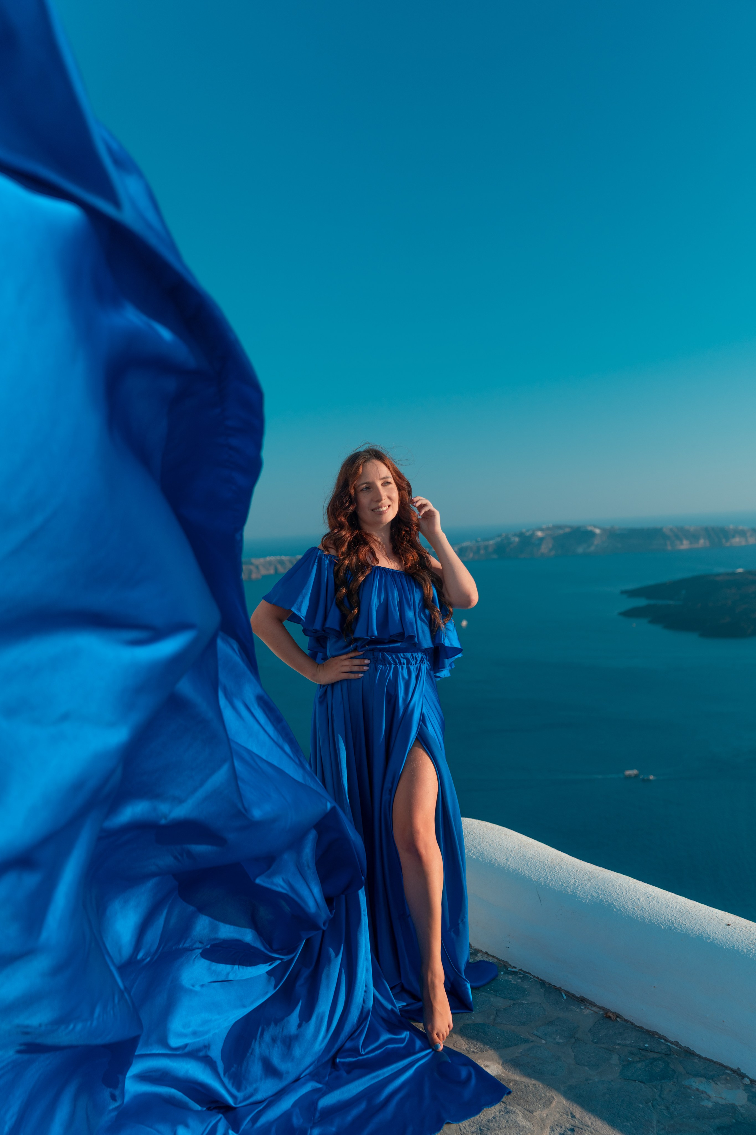 62. Royal blue Flying Dress XS-XL |rent 90 euro. Photographe vidéaste à Santorin|Séances photos de Robe volante Santorin|