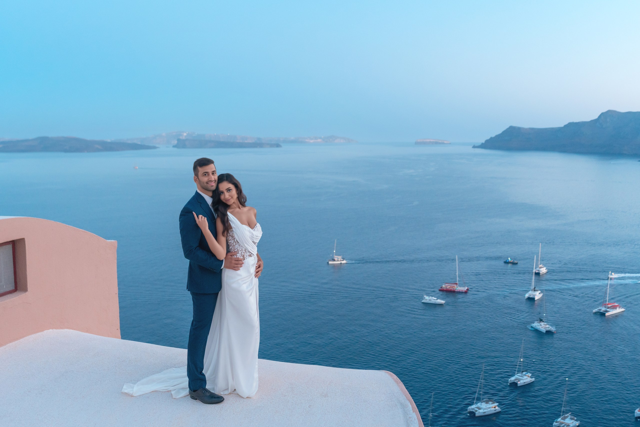 Golden Sunset Wedding in Santorini | Dream Photos by Sokolove Photography. Photographer in Santorini SokoLOVE Alex| Flying Dress Santorini
