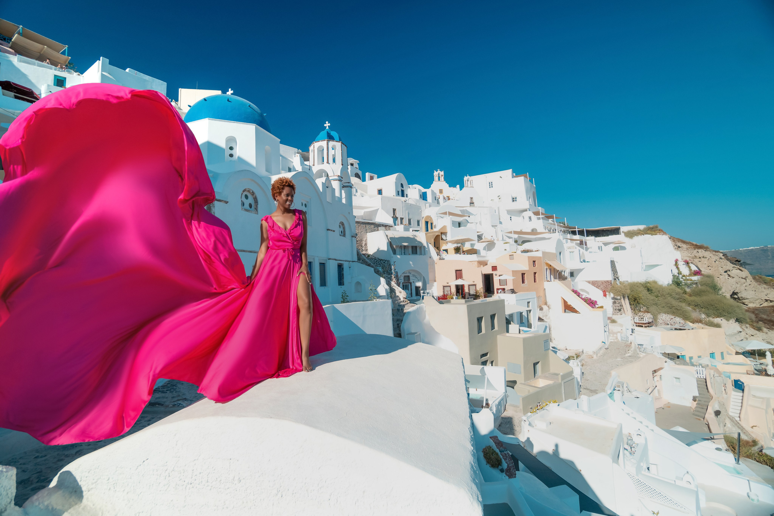 Flying Dress santorini. Photographer in Santorini SokoLOVE Alex| Flying Dress Santorini