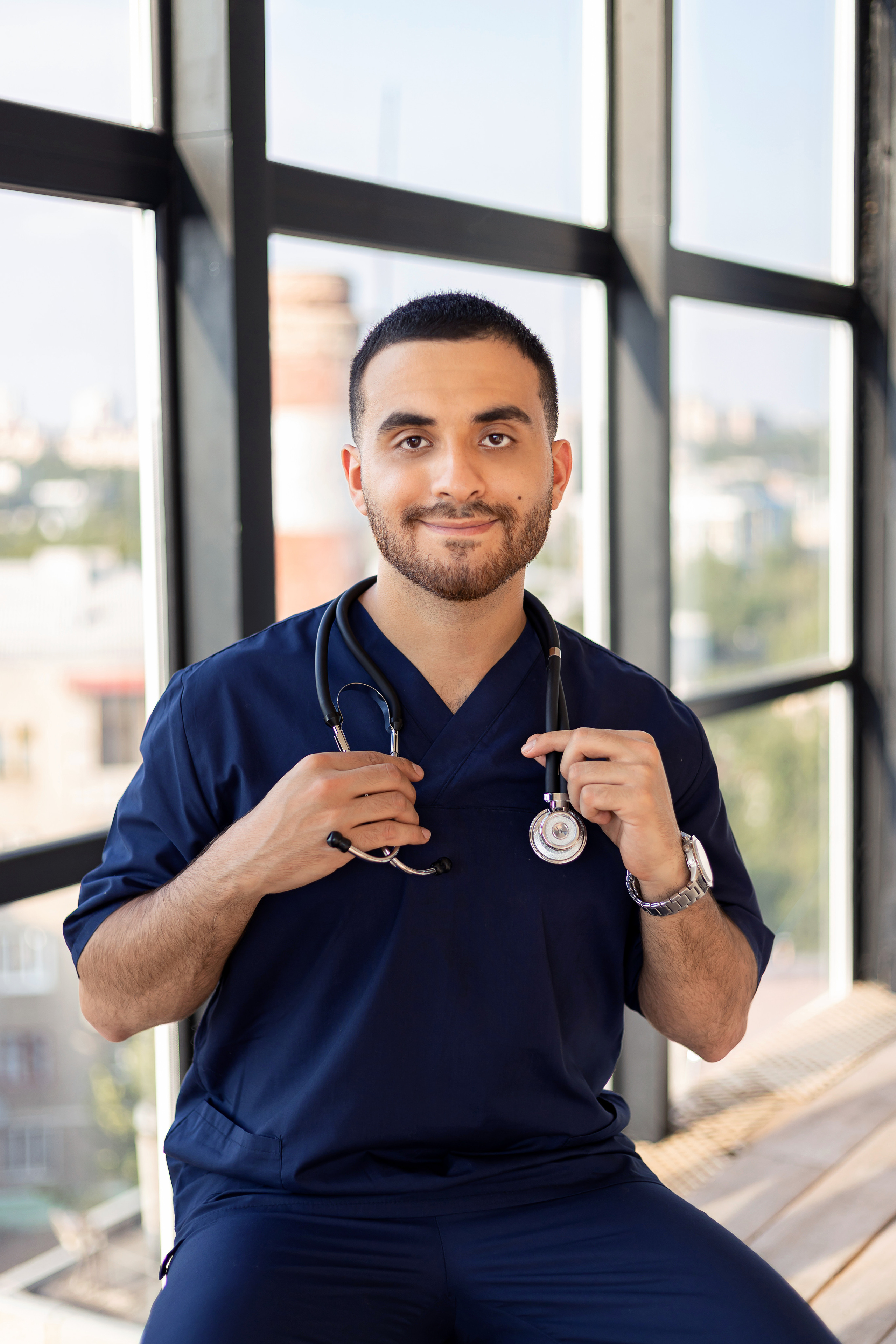 Medizinisches Businessportrait. Ein Fotografin, mit dem es angenehm zu arbeiten ist