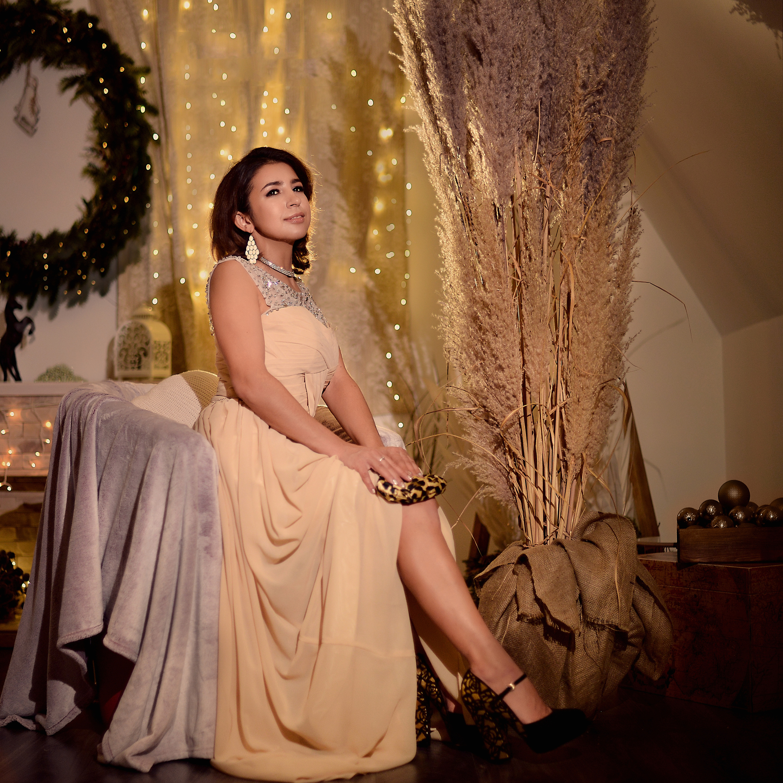 Новогодняя чувственная фотосъёмка нежной Викуси. Фотограф Натали Кошевая _ Днепр, Подгородное