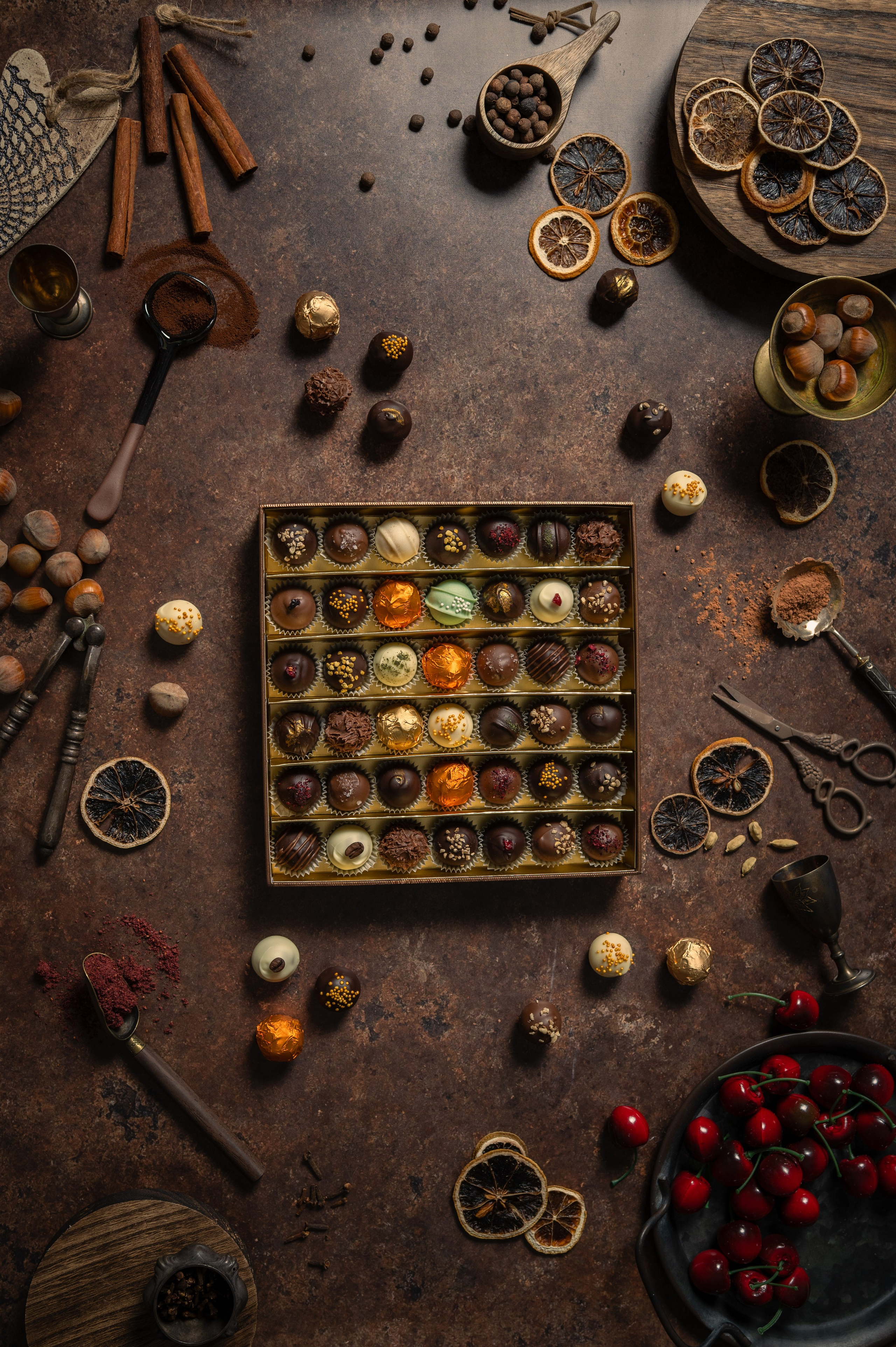 Caps! Chocolate. Product and Food photography