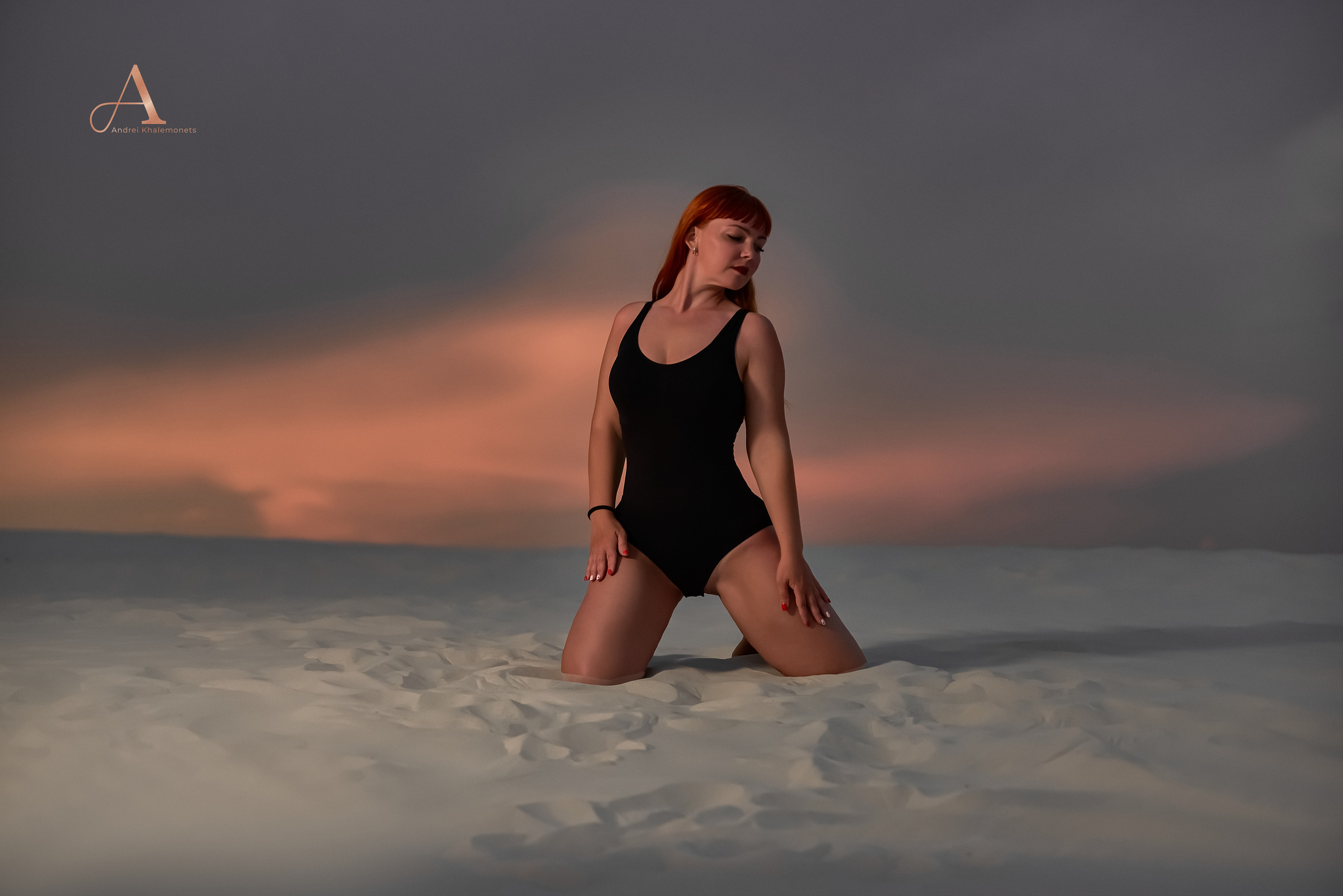 Огненная красотка, прогулка по белым пескам. Профессиональный Фотограф Халемонец Андрей в Кривой Рог Днепр Украина