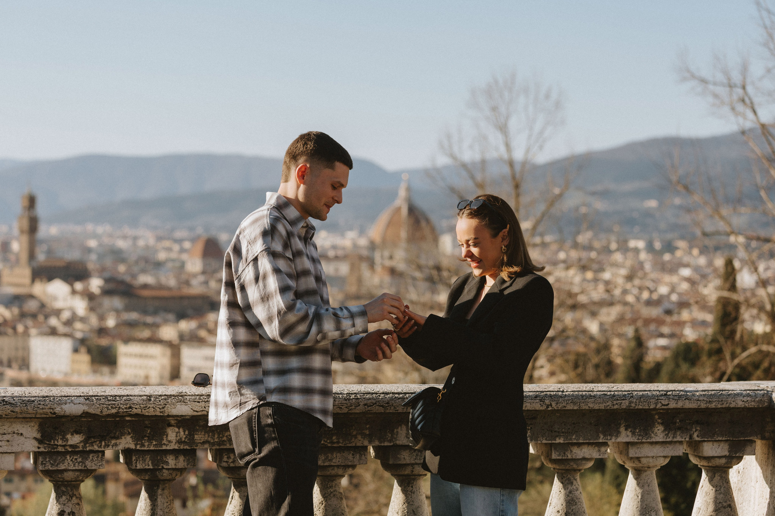 Surprise Proposal Photography at Piazzale Michelangelo | Florence Engagement. Wedding Photographer in Florence, Pisa & Tuscany | Candid & Elegant Photography in Italy