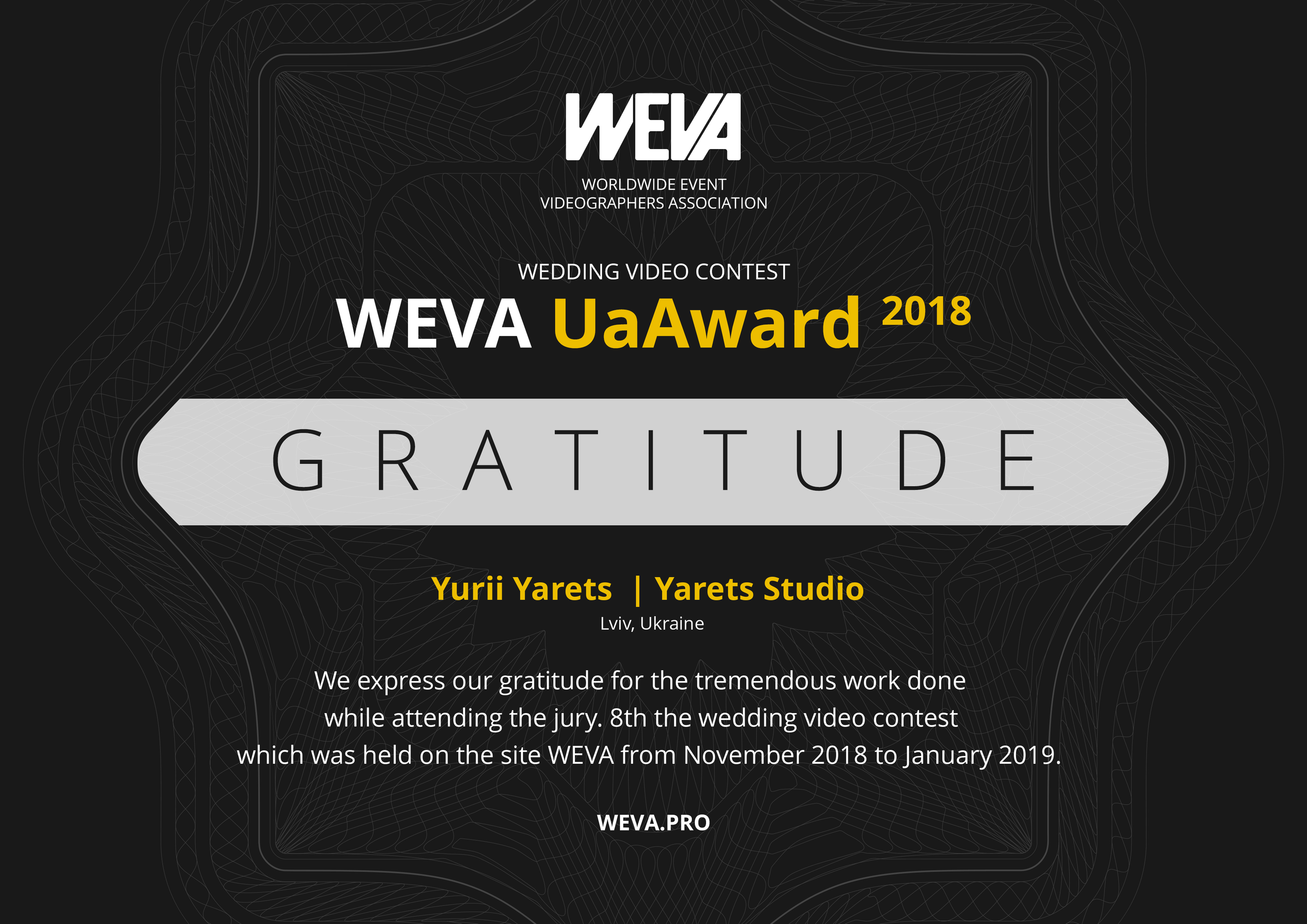WEVA AWARDS ALL TIME. Yarets Studio | Wedding Films & Photography | Worldwide