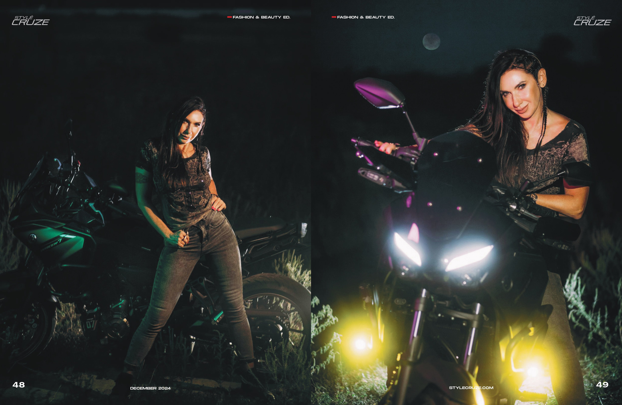 Ночная фотосессия на мотоцикле в американском журнале. Фотограф Ігор Тополенко Арт- фото та весільна фотографія Україна Київ