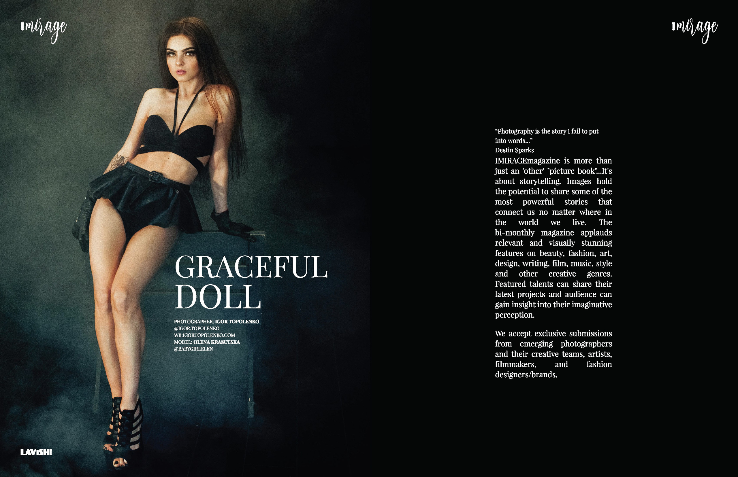 Атмосферна фотосесія в Україні у журналі IMIRAGE (Canada). Фотограф Ігор Тополенко Арт- фото та весільна фотографія Україна Київ