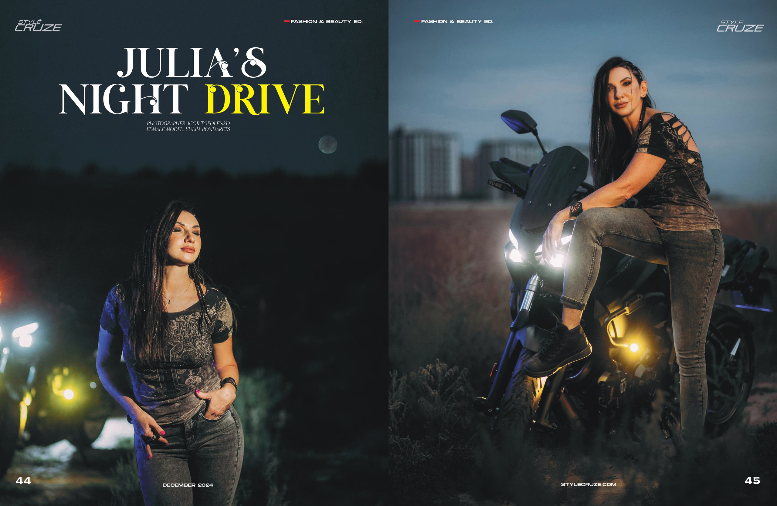 Ночная фотосессия на мотоцикле в американском журнале. Фотограф Ігор Тополенко Арт- фото та весільна фотографія Україна Київ