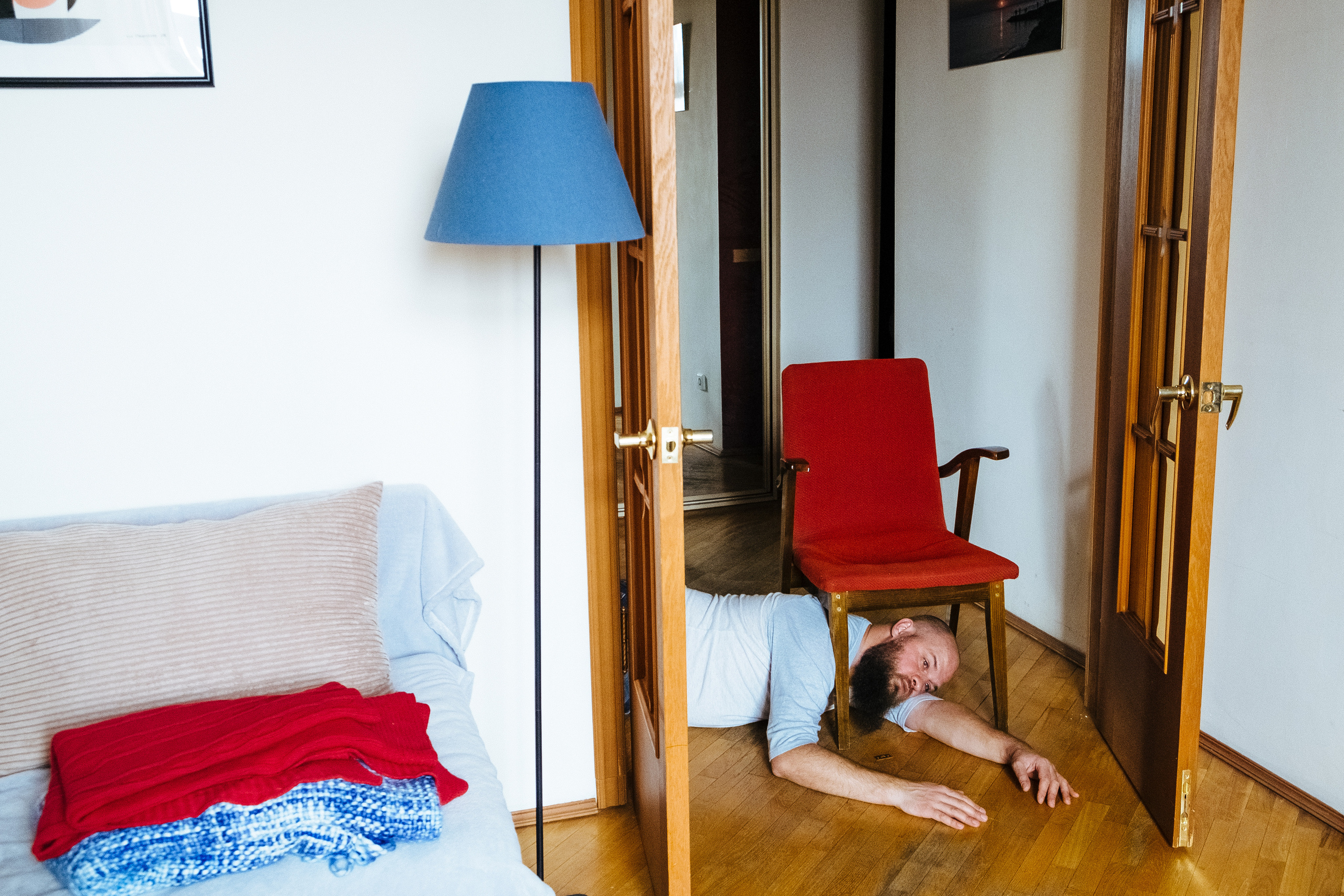 Portrait of Anton Noginov for the project Human Hotel by Wooloo collective displayed at the exhibition The Coming World: Ecology as the New Politics 2030–2100 at Garage Museum of Contemporary Art, Moscow, 2019