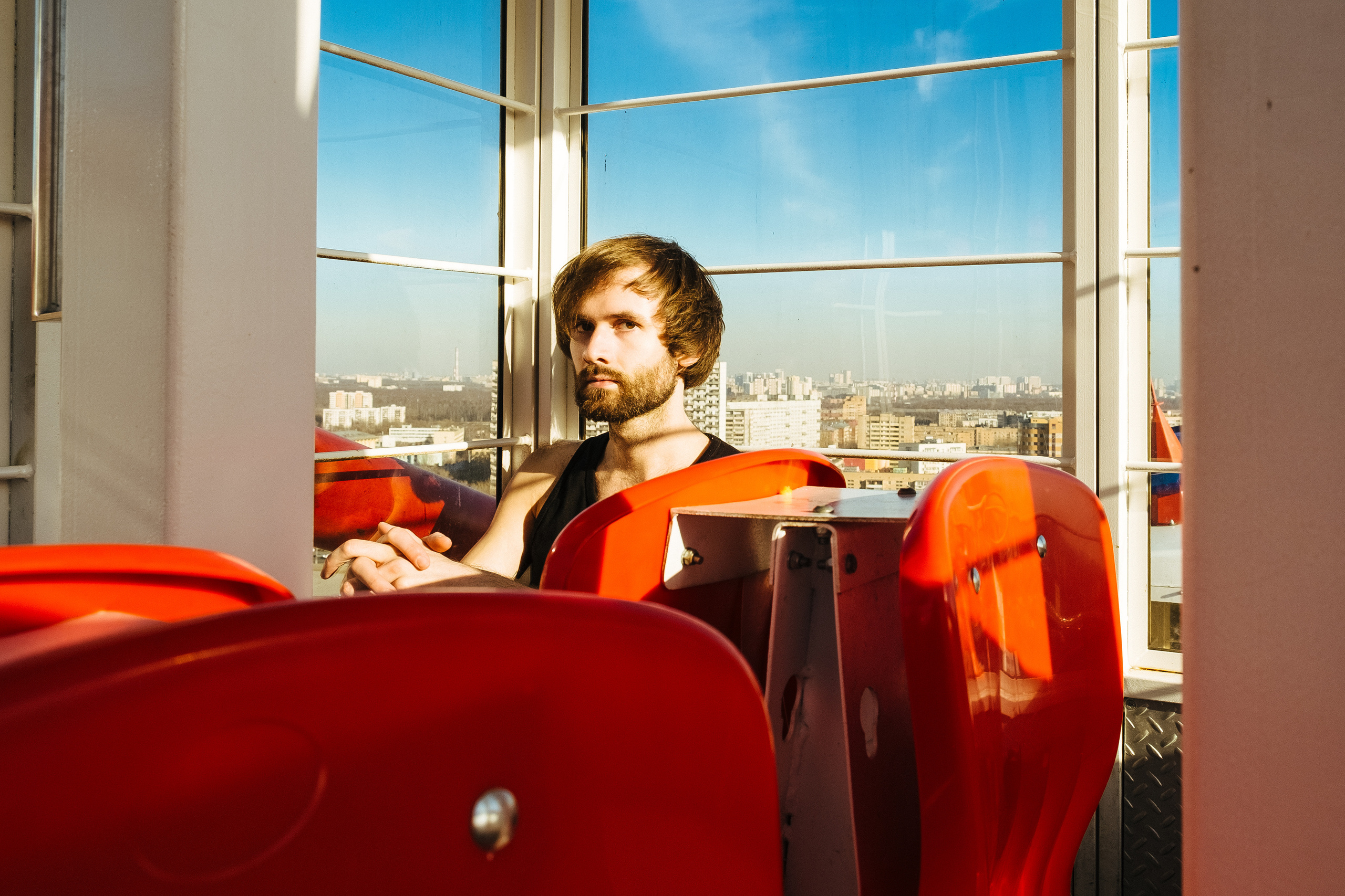 Gediminas, 26 years old, RussiaI would like to have this portrait taken in a booth of a Ferris wheel. Once Iactually tried to have sex in one of those with my girlfriend but it didn’t work.There just wasn’t enough time as the Ferris wheel goes round in eightminutes. We have since broken up with her and this location stirs nostalgicfeelings in me.