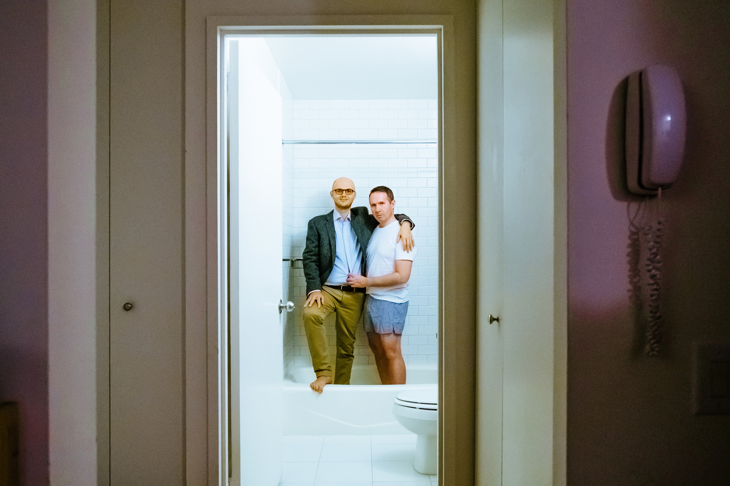 Simone and Robert, 38 years and 38 years old, USAWe picked the bathroom because one of us likes it clean and the other likes it a little smelly so the bathtub is a threshold in between the two conditions. But we won’t say who likes what.