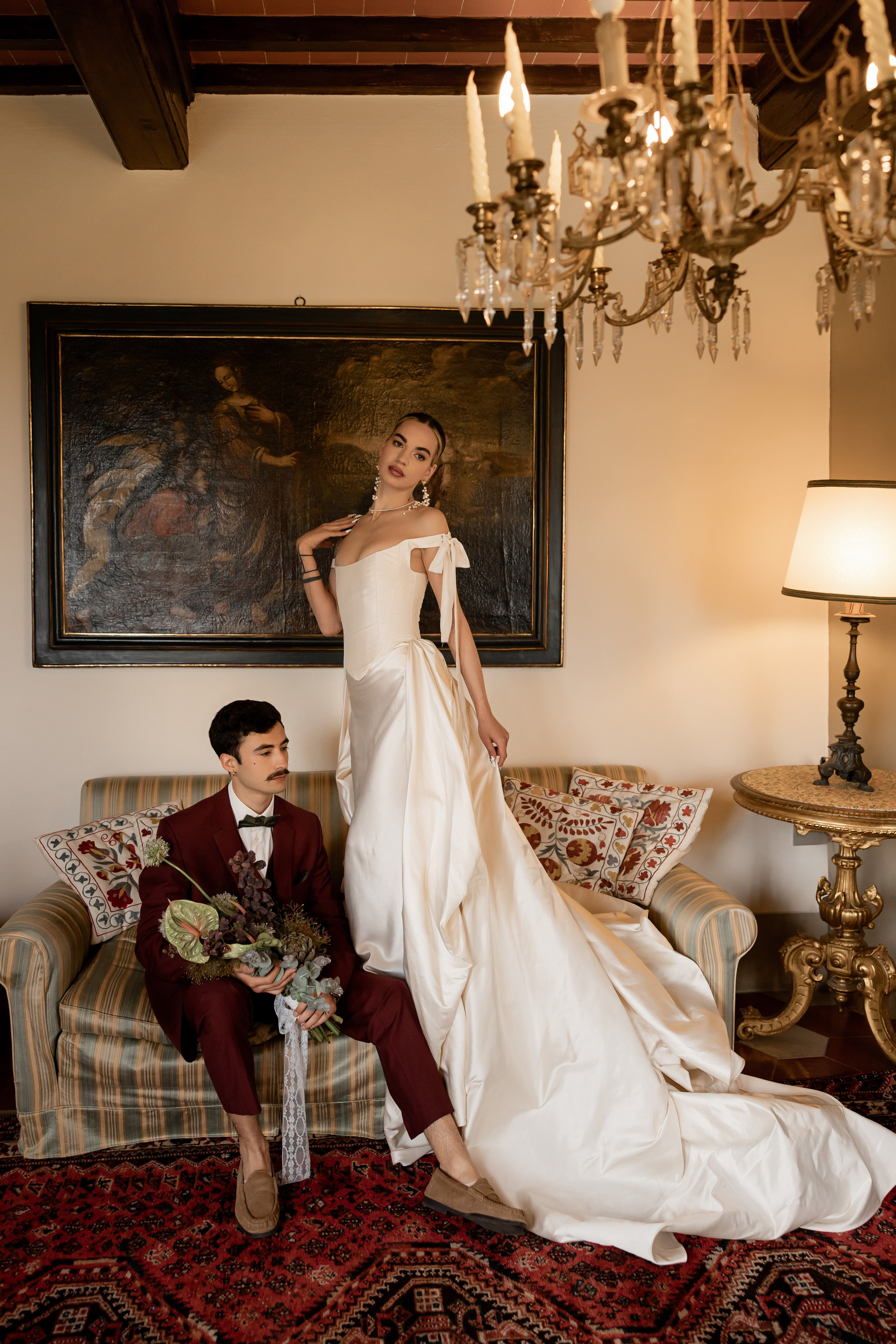 Intimate wedding moments of a stylish couple during a luxury Tuscany editorial. Wedding Photographer in Ukraine & Europe | Elena Marshall