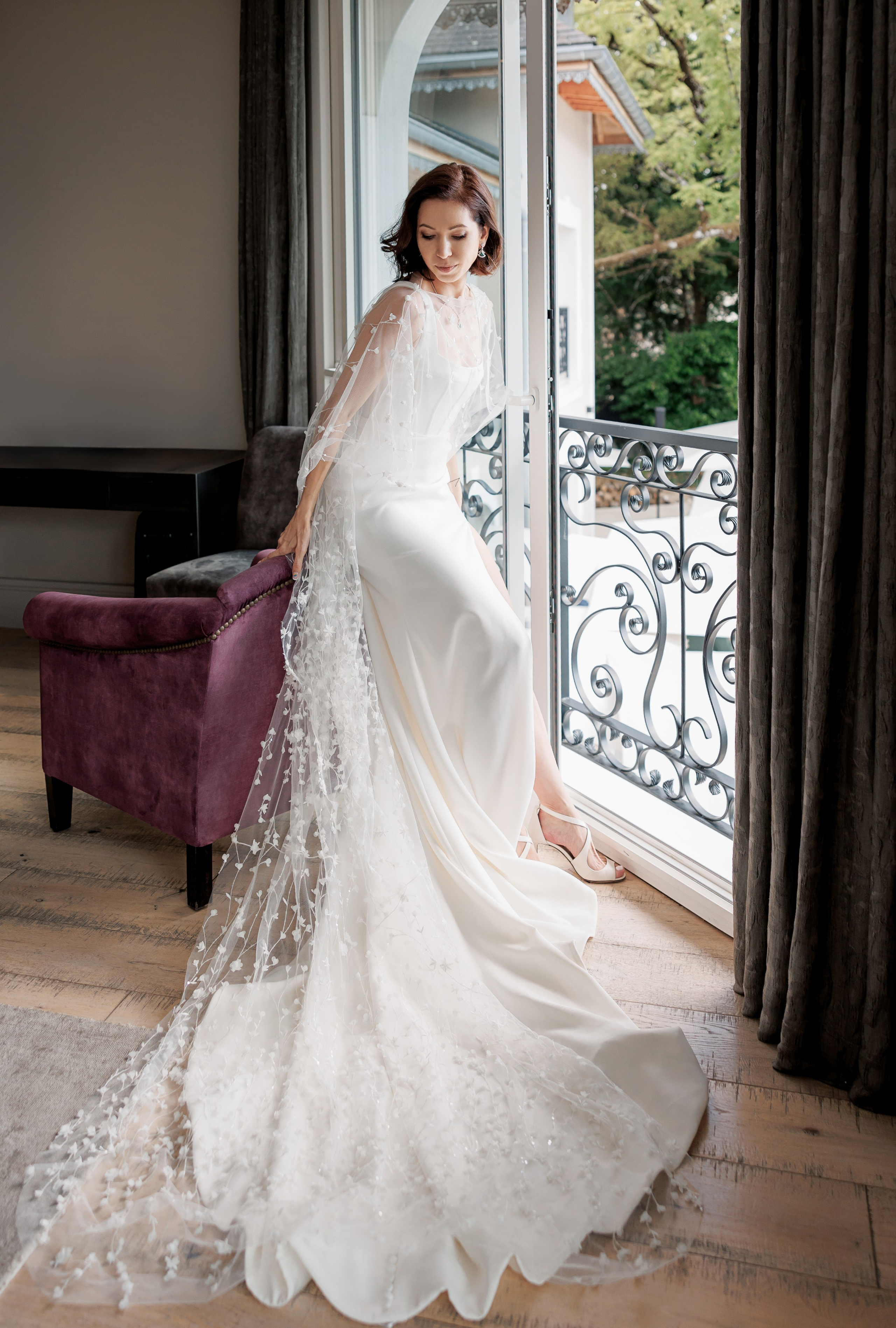 Elegant bride and groom portrait at luxury destination wedding in Europe Italy France 