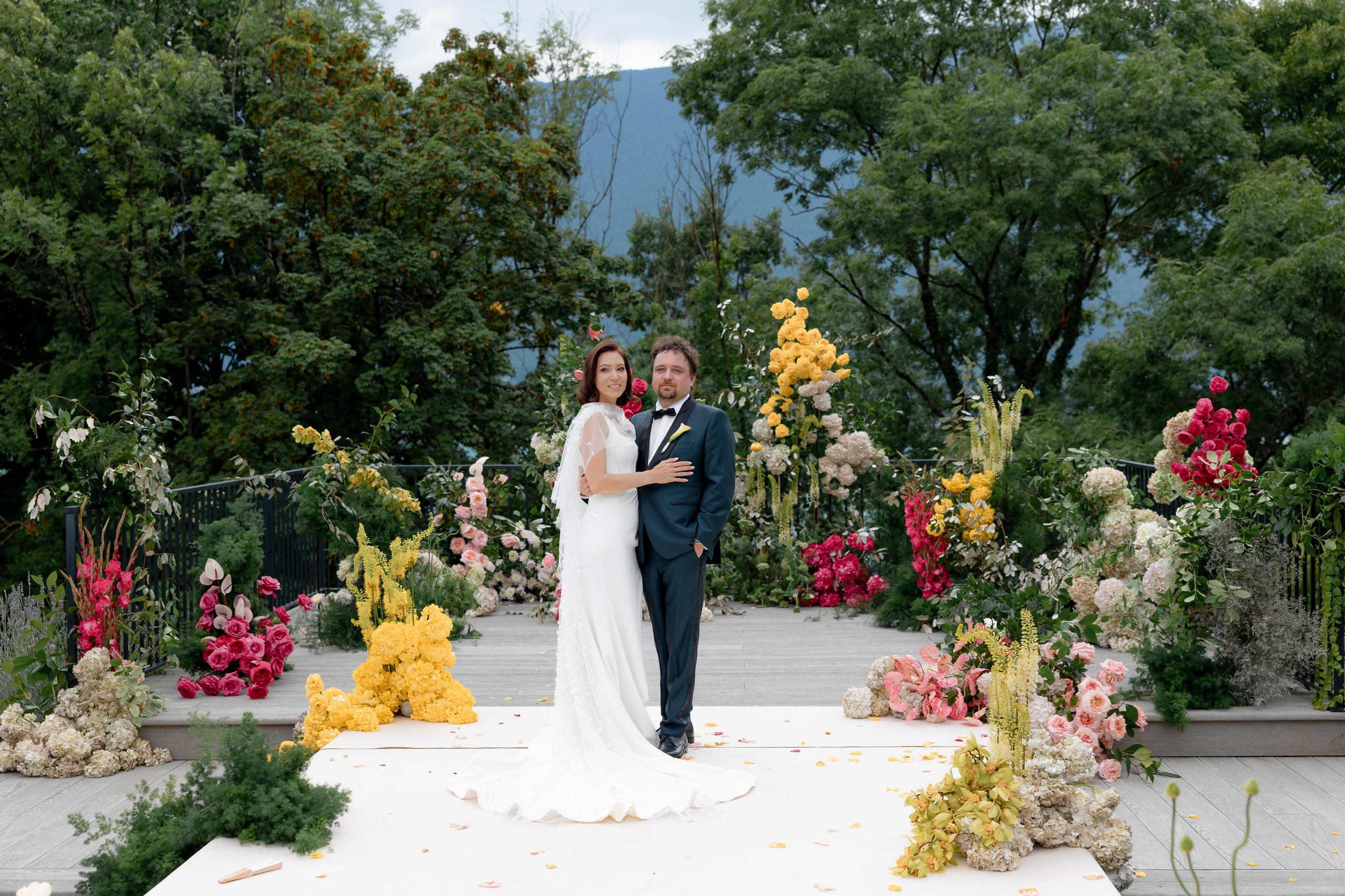 Elegant bride and groom portrait at luxury destination wedding in Europe