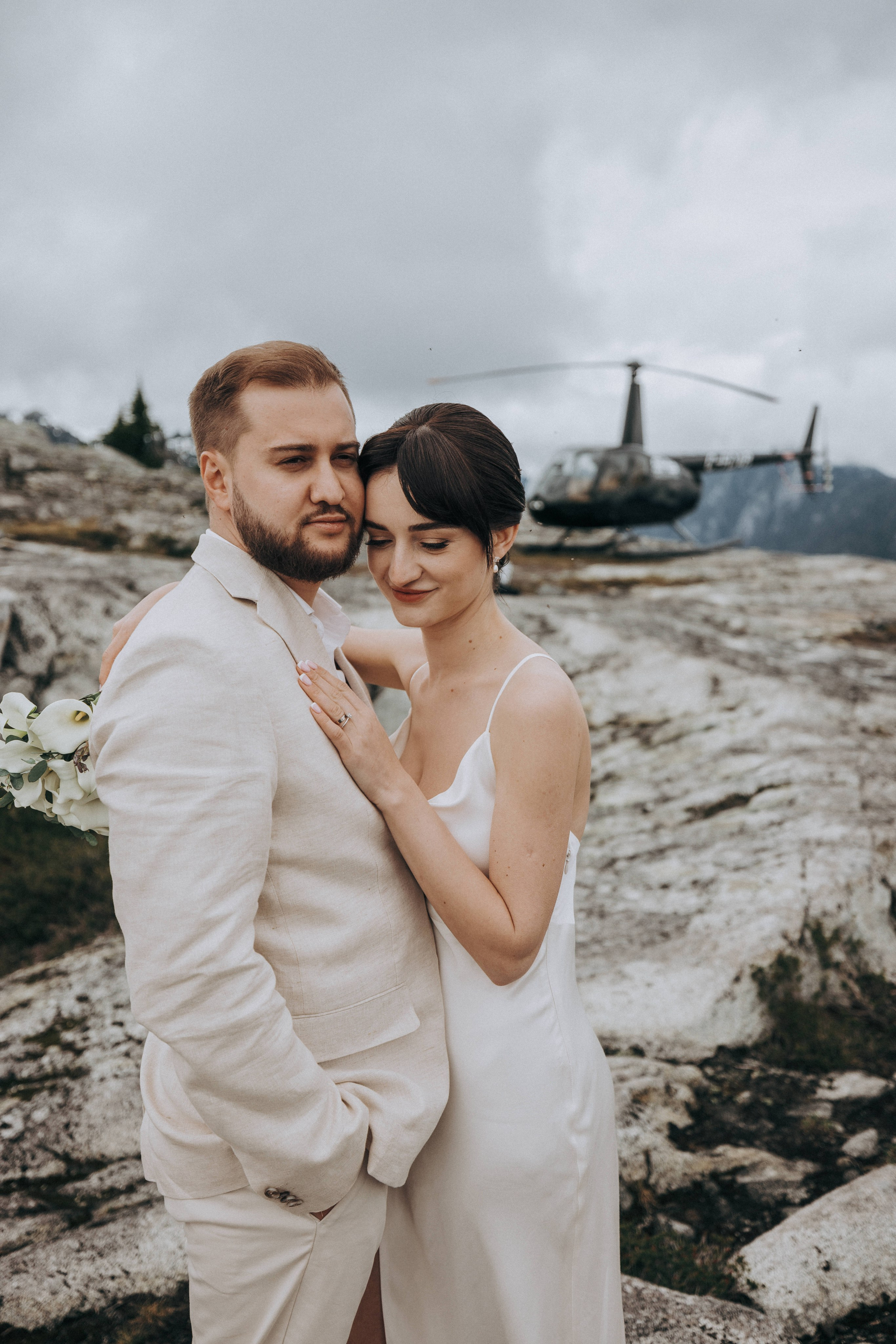 Sky-High Love: Stunning Vancouver Mountain Wedding Shoot by Helicopter. Ivan Skufinsky — wedding and family photographer in Vancouver