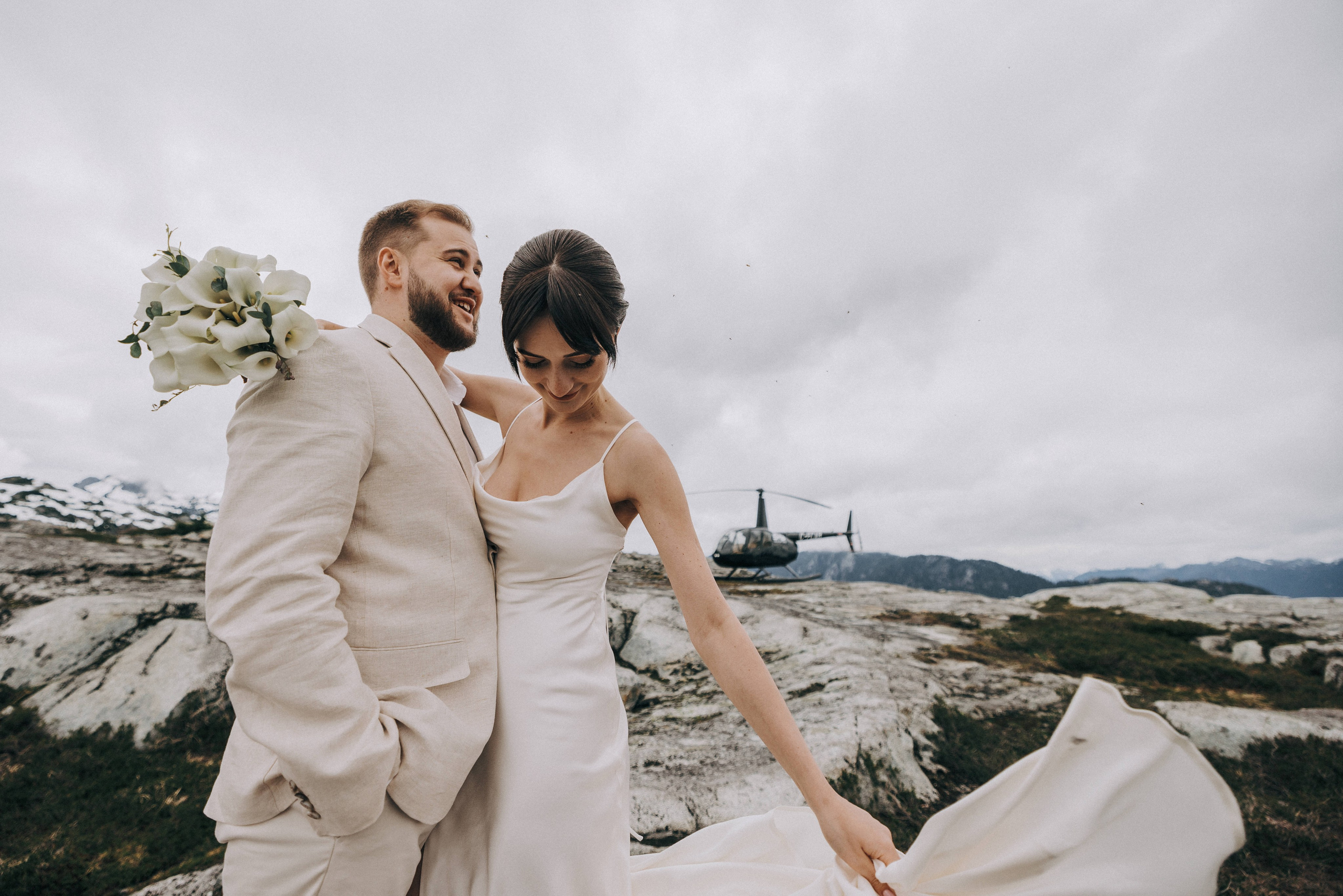 Sky-High Love: Stunning Vancouver Mountain Wedding Shoot by Helicopter. Ivan Skufinsky — wedding and family photographer in Vancouver